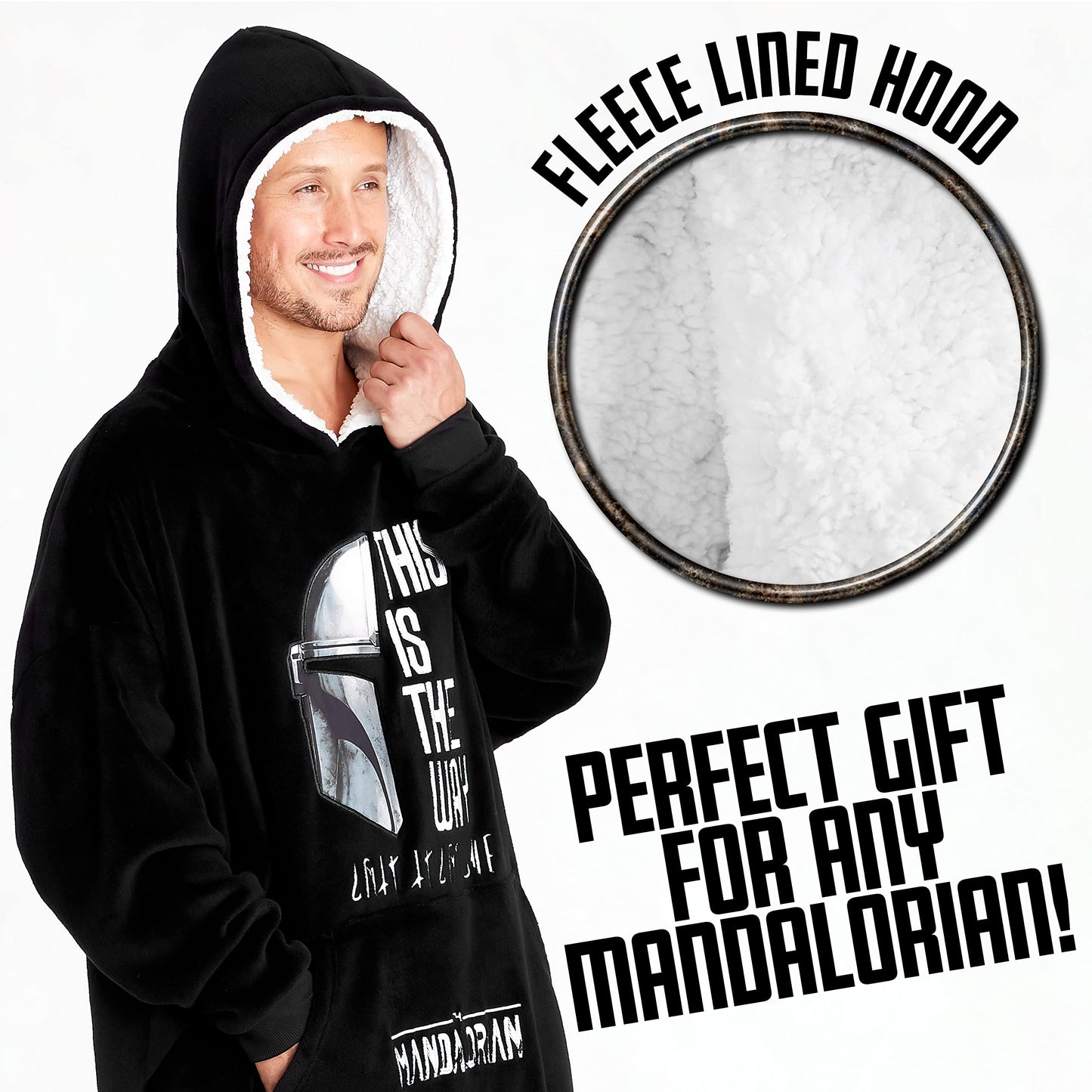 Disney The Mandalorian Sweat Polaire Homme Pull Oversize Baby Yoda (Noir/Blanc)