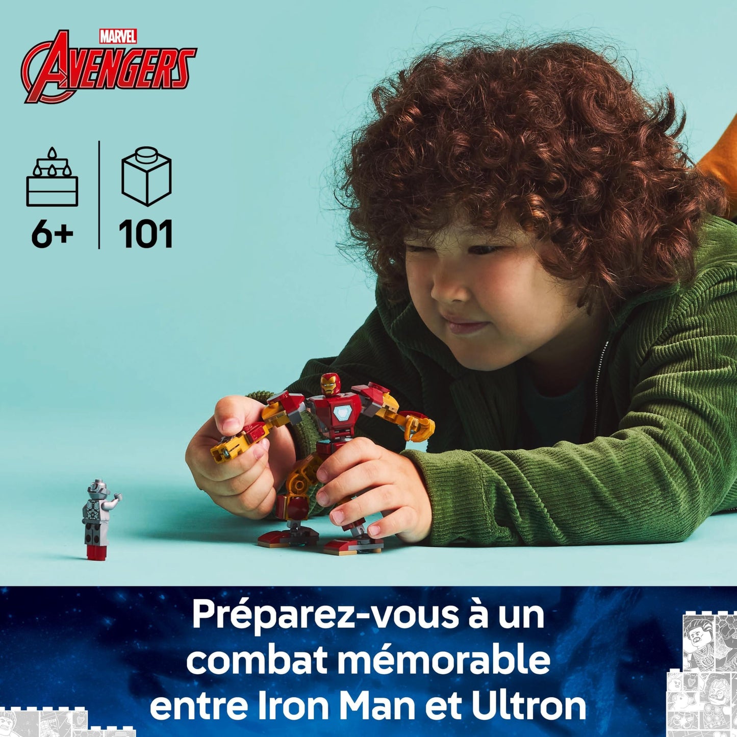 LEGO Marvel Le Robot d’Iron Man Contre Ultron - Jouet de Construction avec minifigurines de Super héros - Stimule Le Jeu de rôle - Idée de Cadeau d'anniversaire pour garçon dès 6 Ans 76307