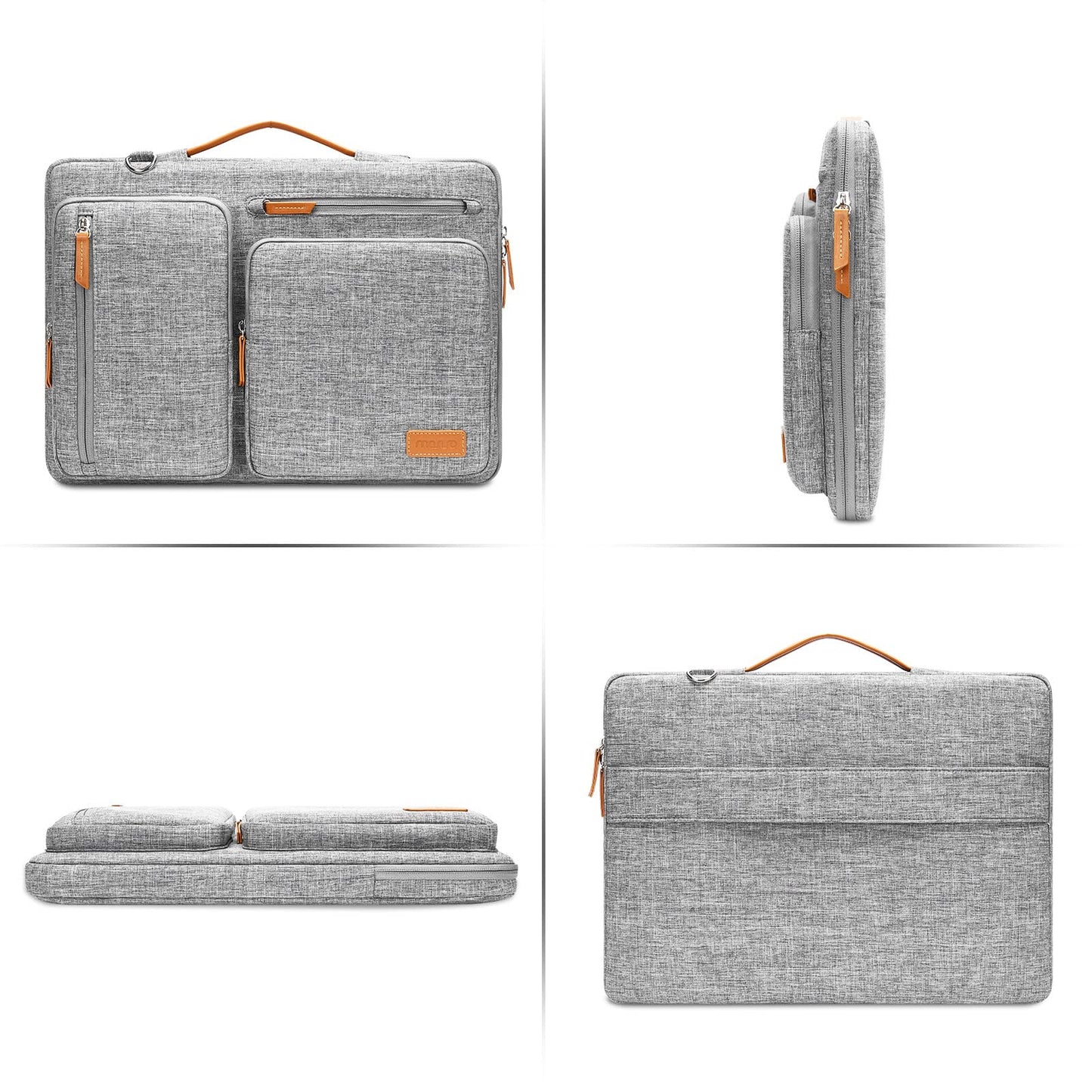 MOSISO Sacoche Ordinateur Portable,Sacoche PC Portable 15-15,6 Pouces Compatible avec MacBook Pro 16,HP,Dell,Sac Ordinateur Sac Messager Côté Ouvert avec 4 Poches Zipper&Poignée,Gris