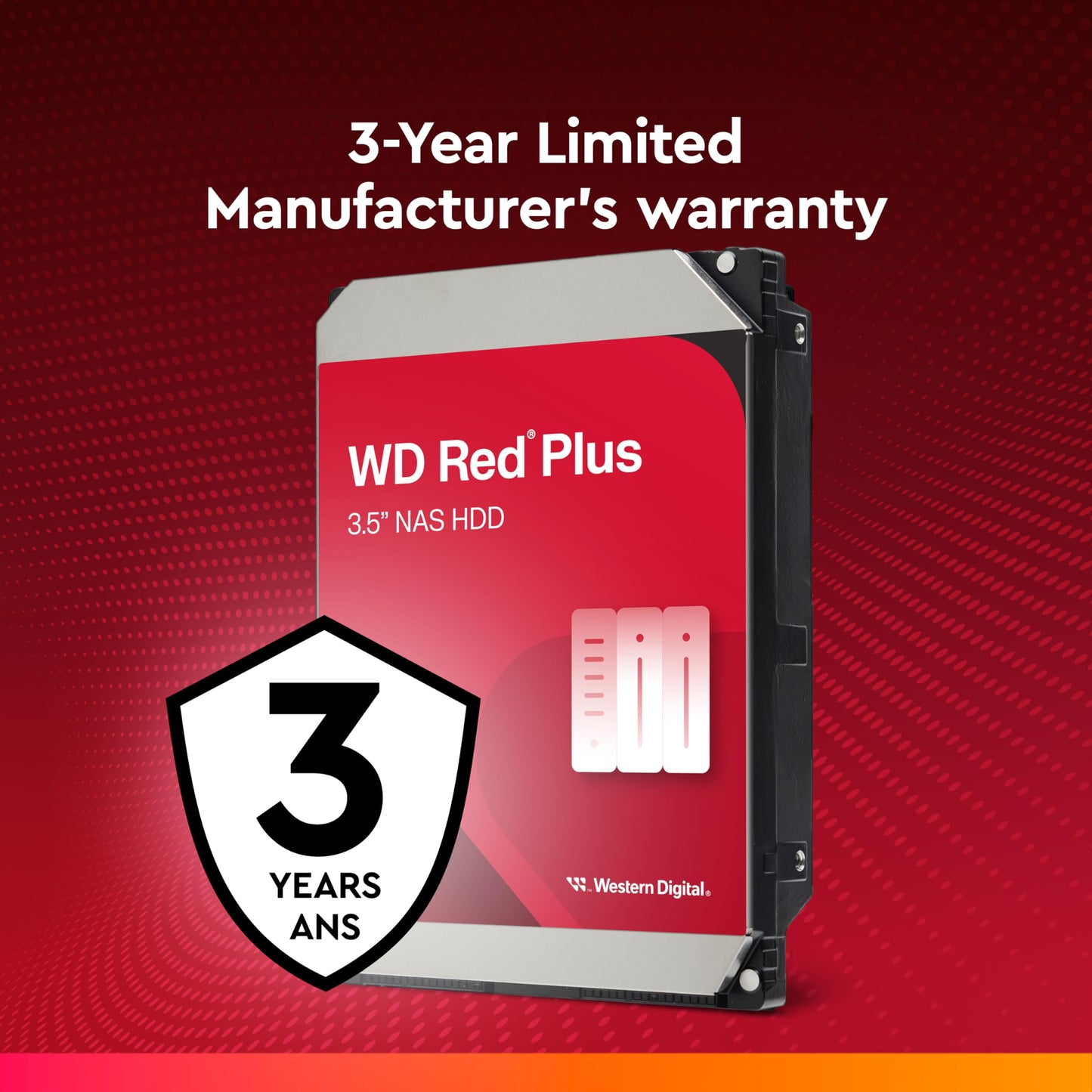 WD Red Plus 4 To Disque dur Interne 3.5" dédié NAS, 5400 RPM Class, SATA 6 GB/s, CMR, 256MB Cache, Garantie 3 ans