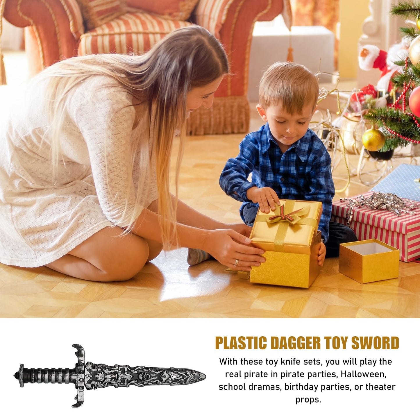 GUOYOU 2 Pièces Dague de Pirate Toy Sword, Épée de Jouet en Plastique, Faux Couteau Non Tranchant, Épée de Pirate pour Accessoires de Costume de Pirate Accessoires de Fête de Pirate