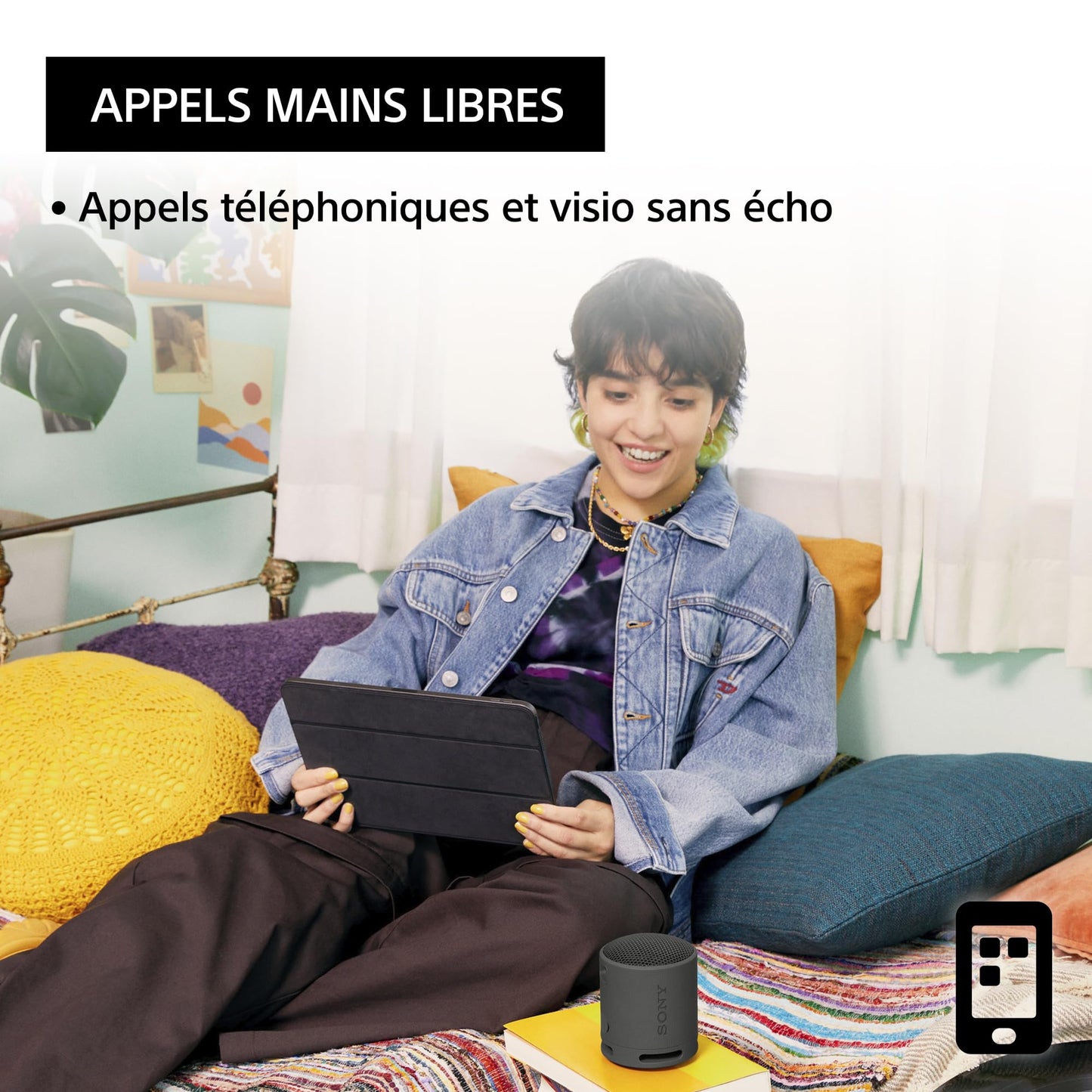 Sony SRS-XB100 - Enceinte sans Fil Bluetooth, Portable, légère, compacte, Durable, IP67, étanche à l'eau et à la poussière, Batterie 16H, dragonne Polyvalente, appels Mains Libres, Noir