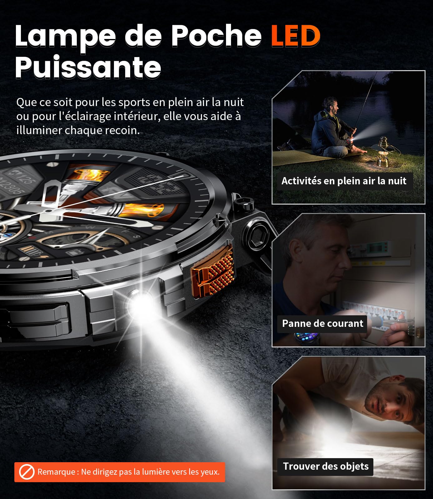 LIGE Montre Connectée Homme, 1,85 "HD IPS Grand Écran, 730mAh Batterie Montre Connectée Sport, 120 + Modes Sportifs, IP68 Montre Connectée Waterproof, Fréquence Cardiaque 24/7, Android iOS