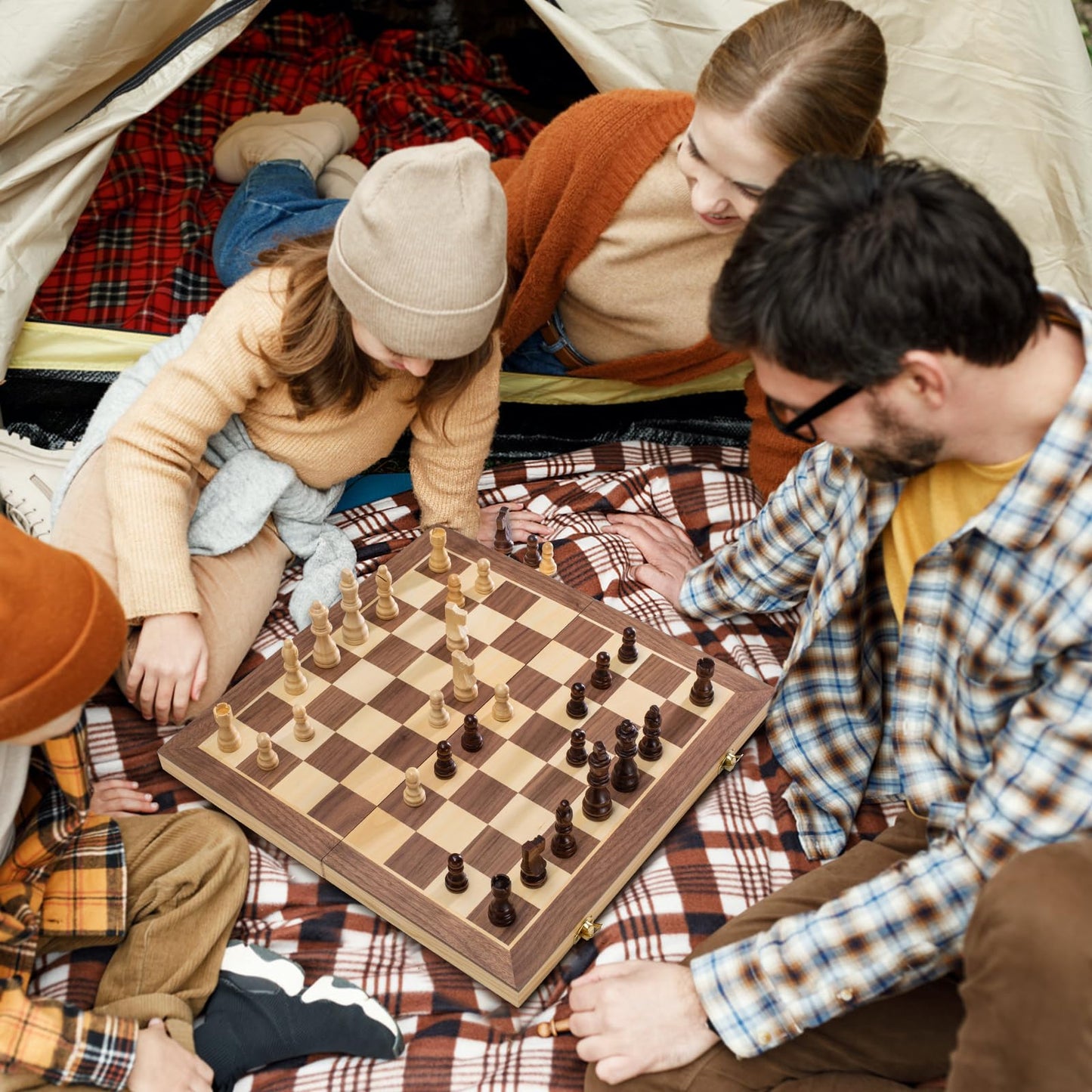 ASNEY Jeu D'Échecs Magnétique Amélioré, Jeu D'Échecs en Bois De Tournoi De 15 "Staunton avec Pièce D'Échecs Artisanale Et Emplacements De Rangement pour Enfants Adultes