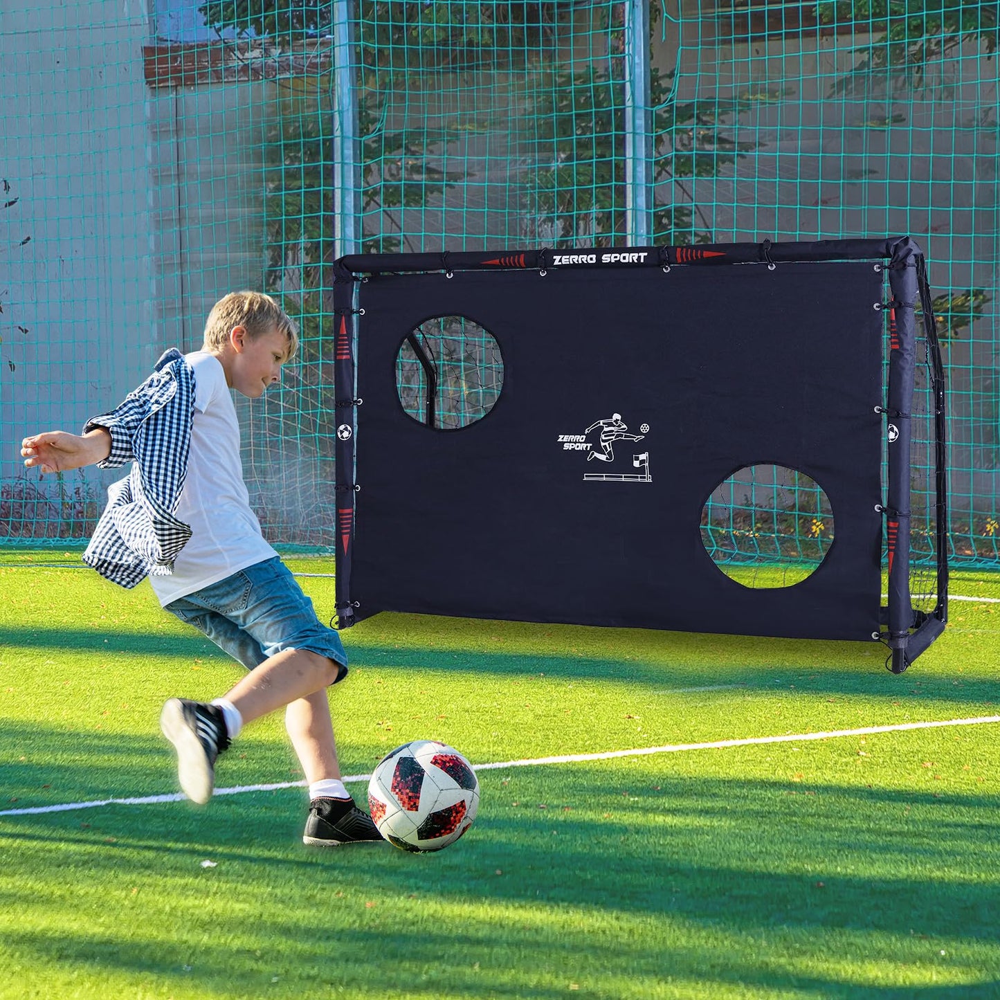 ZERRO Cage de Football avec Mur de But But de Foot de Jardin pour Adultes et Enfants But de Foot Enfant Exterieur pour la Récréation et l'entraînement 180x60x120cm