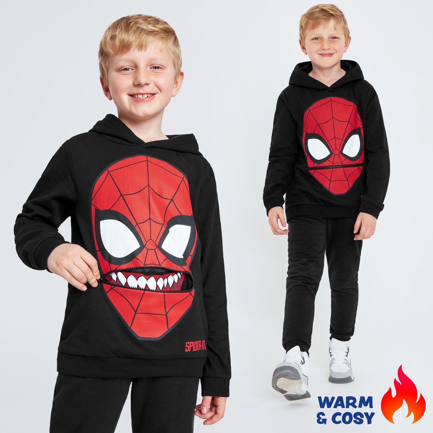 Marvel Pull Spiderman Enfant Sweat à Capuche Enfant Sweat Enfant Garcon 3-12 Ans (Noir, 7-8 Ans)