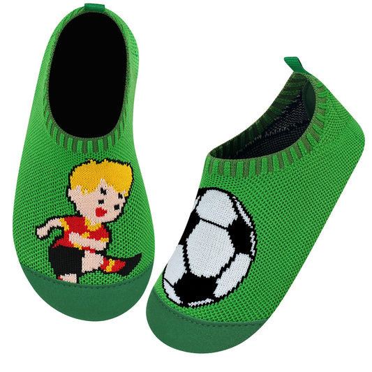 Kyopp Chaussons Enfant Garçon Fille Pantoufle d'intérieur Respirant Antidérapante Enfant Slipper 20-35EU（Garçon de Football 20/21 EU）