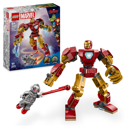 LEGO Marvel Le Robot d’Iron Man Contre Ultron - Jouet de Construction avec minifigurines de Super héros - Stimule Le Jeu de rôle - Idée de Cadeau d'anniversaire pour garçon dès 6 Ans 76307