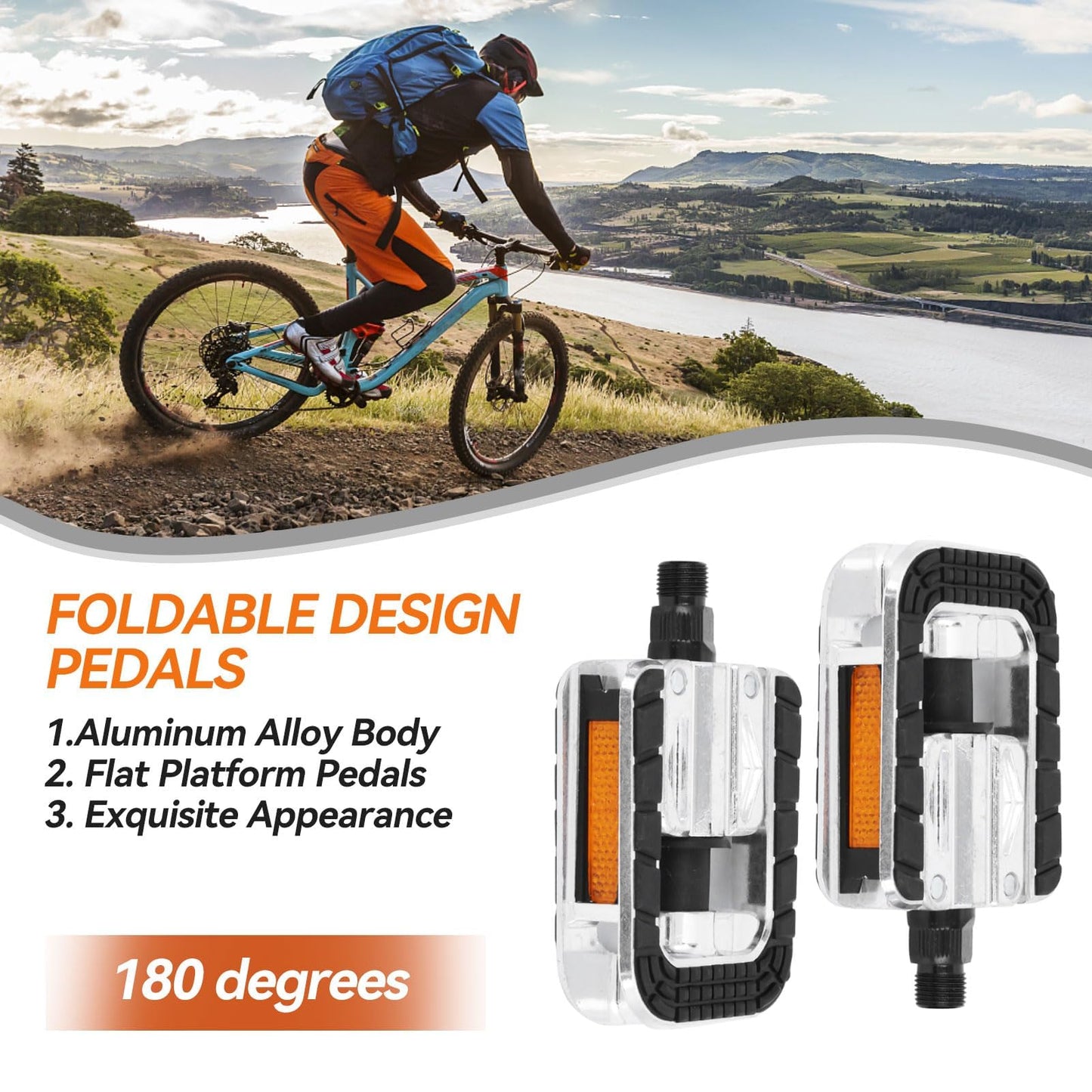 Agatige Pédales Pliables pour Le Vélo, K1155 Pédales Universelles de Vélo de Montagne de Montagne Pédales Pliables Pliantes Route étanche à Vélos Route Extérieur Accessoires Modifiés