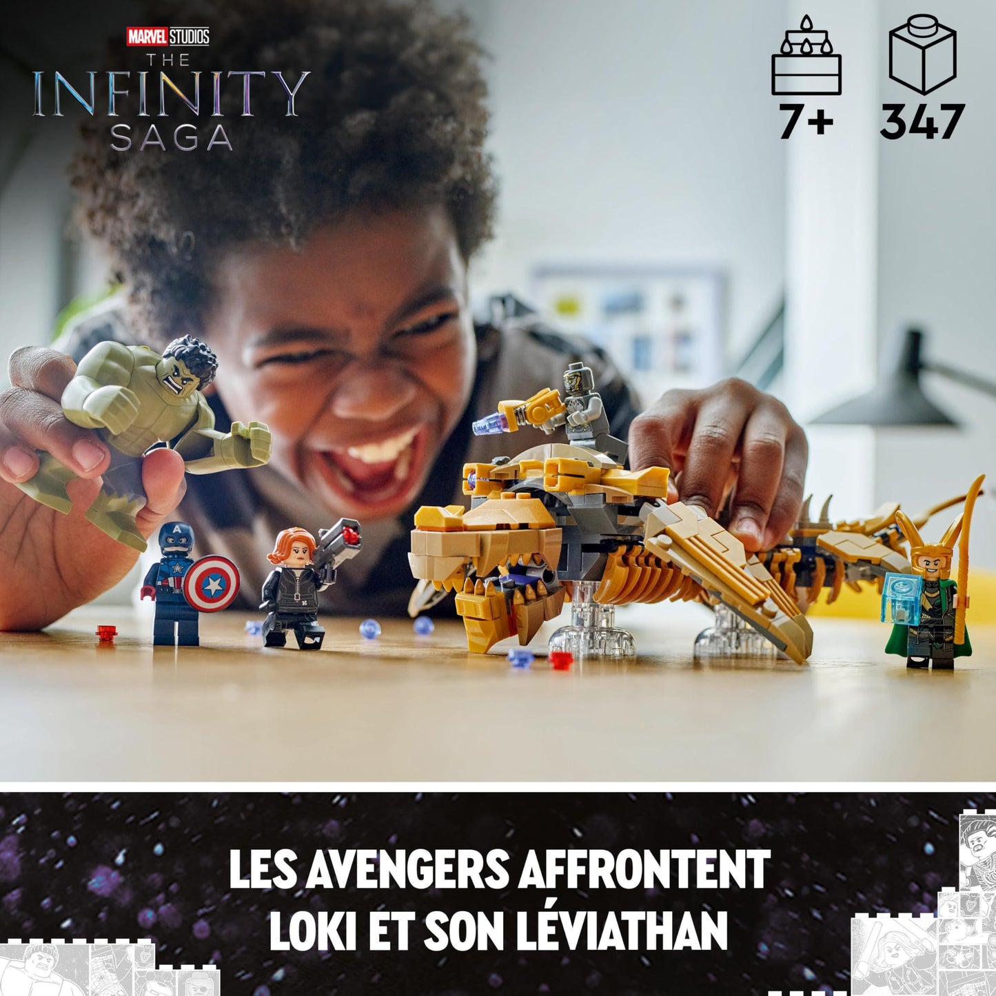 LEGO Marvel Les Avengers Contre Le Léviathan, Jouet pour Enfants, Figurine de Hulk et Minifigurines de Captain America, Loki, Black Widow et Chitauri, pour Les Garçons et Les Filles dès 7 Ans 76290