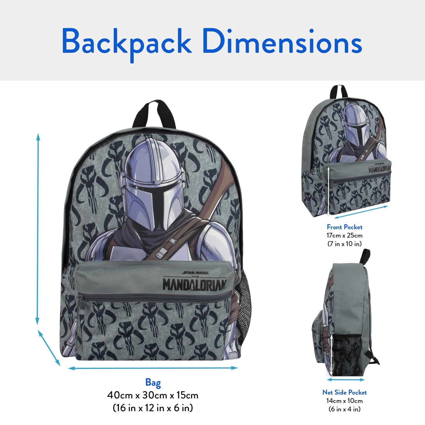 Star Wars Sac A Dos Sac à Dos Enfant Mandalorian | Sac Scolaire Garçon | Sac école Garçon | One Size Gris