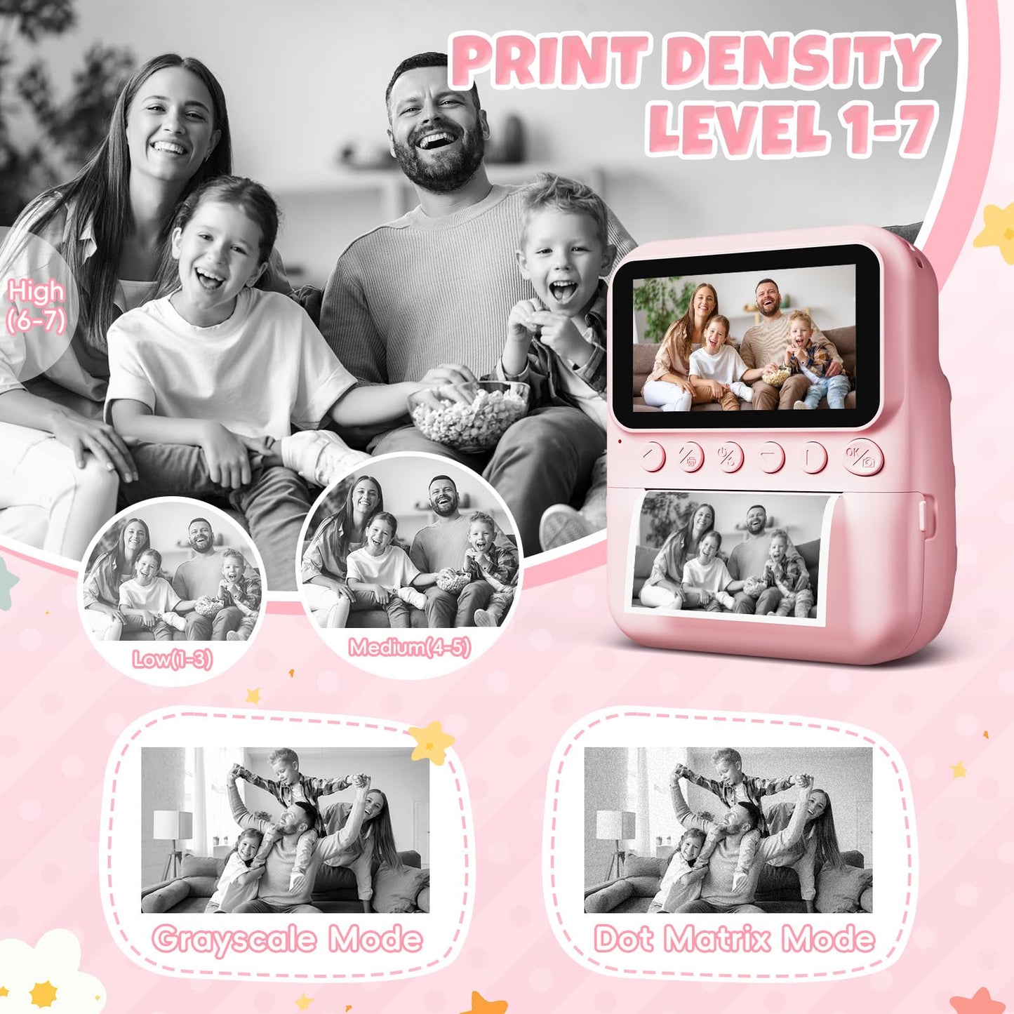 CalineGam Appareil Photo Instantané Enfant, 3,0 Pouces Écran HD 48MP Appareil Photo Enfants avec Carte 32 Go, 1080P Appareil Photo Jouet Cadeau pour Garçons Filles de 3 à 12 Ans (Rosa)