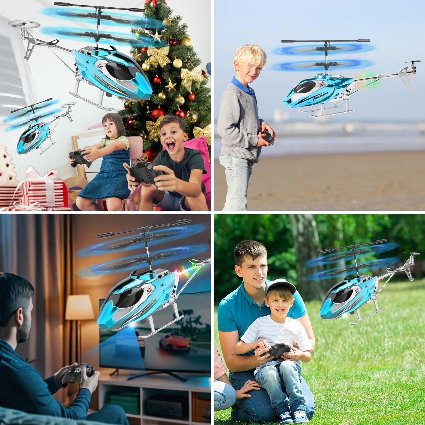 TERRAMUS Hélicoptère RC, Hélicoptère Télécommandé 2.4G avec Lumière LED, à Maintien d'altitude avec Gyroscope, Décollage par Une Seule Touche, Avions d'intérieur pour Les Enfants Adulte