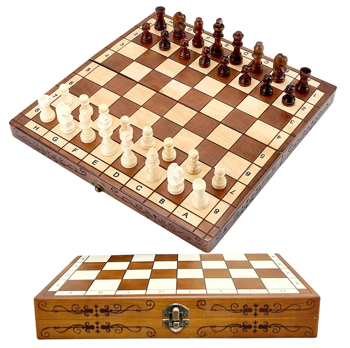 Syrace Jeu d'échecs en Bois Pliable Fait Main (Version Classique) a 2 joueurs