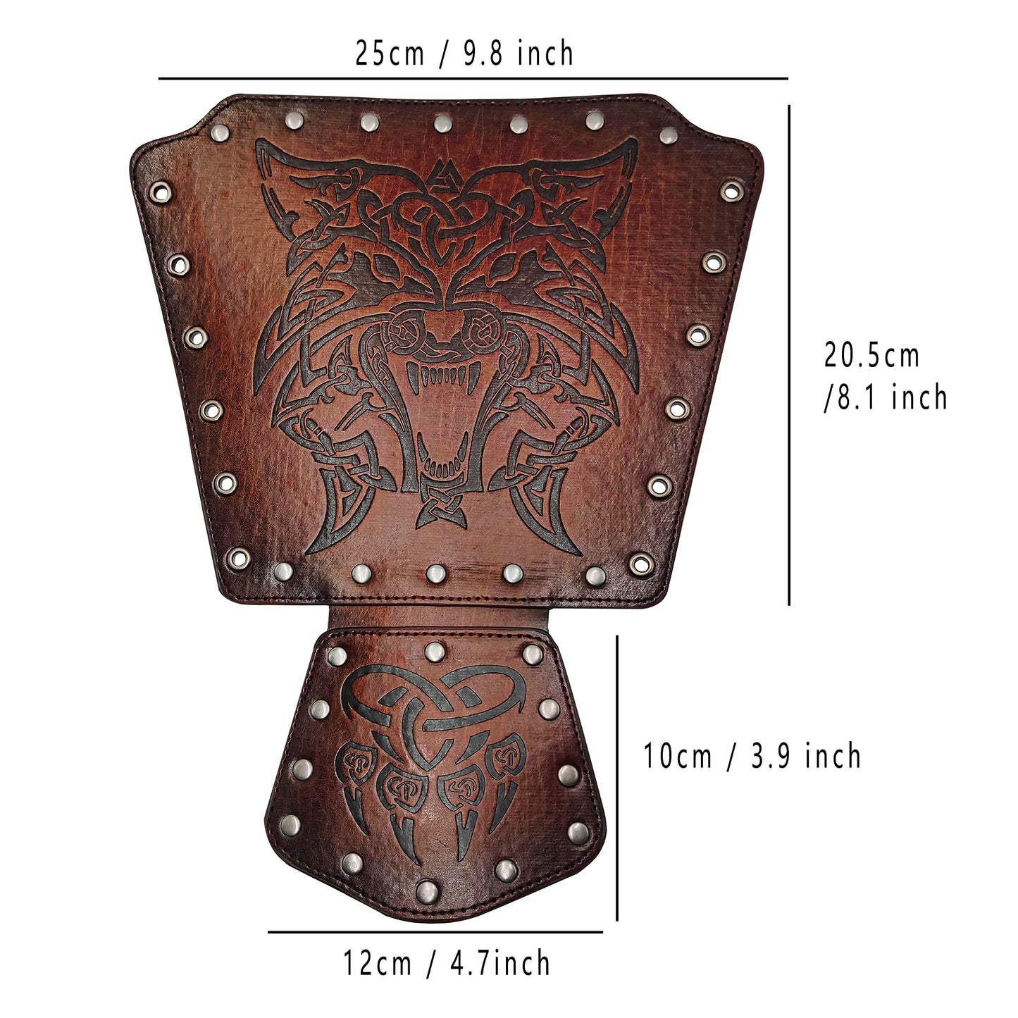 HiiFeuer - Gantelet de Fenrir Viking, Armure de Bras Médiévale en Faux Cuir Brassard de chevalier, pour Costume de LARP/Halloween (Marron)