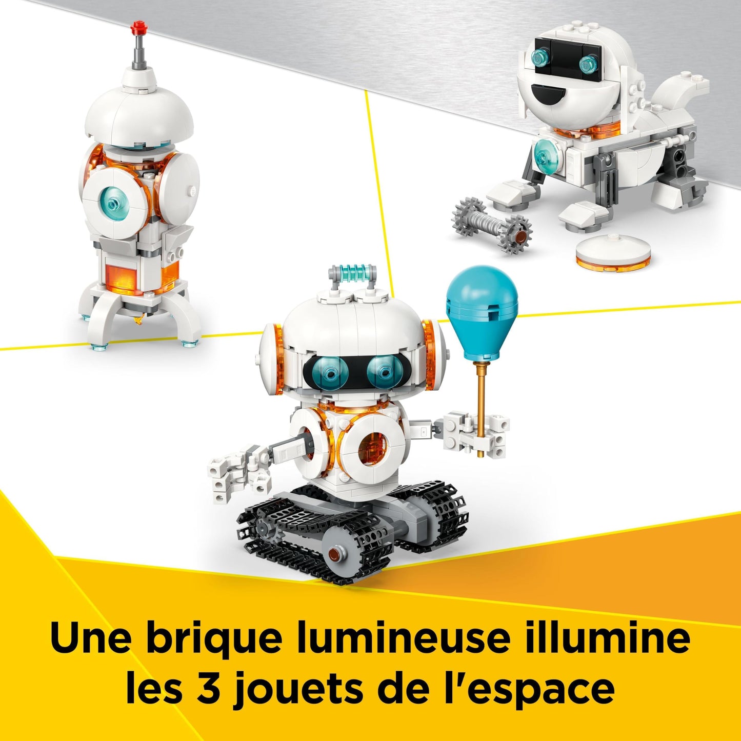 LEGO Creator 3-en-1 Le Robot de l’Espace - Se transforme en Chien ou en fusée - Jeu de Construction pour Filles et garçons sur Le thème de l’Espace - Idée de Cadeau d'anniversaire dès 8 Ans 31164