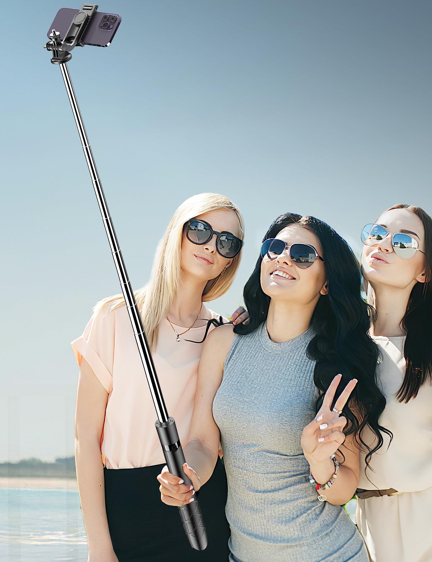 163.5CM Perche à Selfie, Trépied Smartphone, Extensible Selfie Stick Trépied de Téléphone avec Télécommandeet Support pour Téléphone Portable Compatible avec iPhone/Samsung/GoPro/Camera