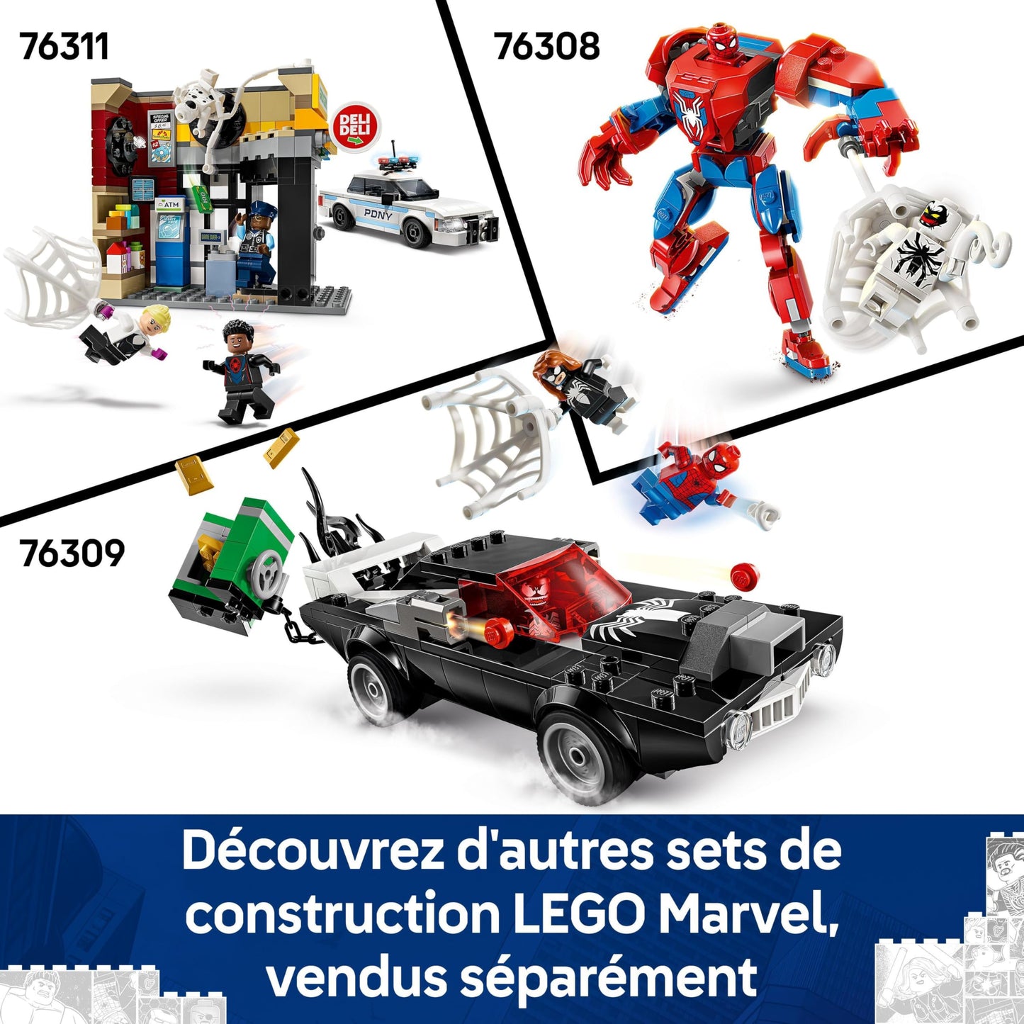 LEGO Marvel Le Robot de Spider-Man Contre Anti-Venom - Jouet de Construction avec minifigurines de Super héros - Stimule Le Jeu de rôle - Idée de Cadeau d'anniversaire pour garçon dès 6 Ans 76308