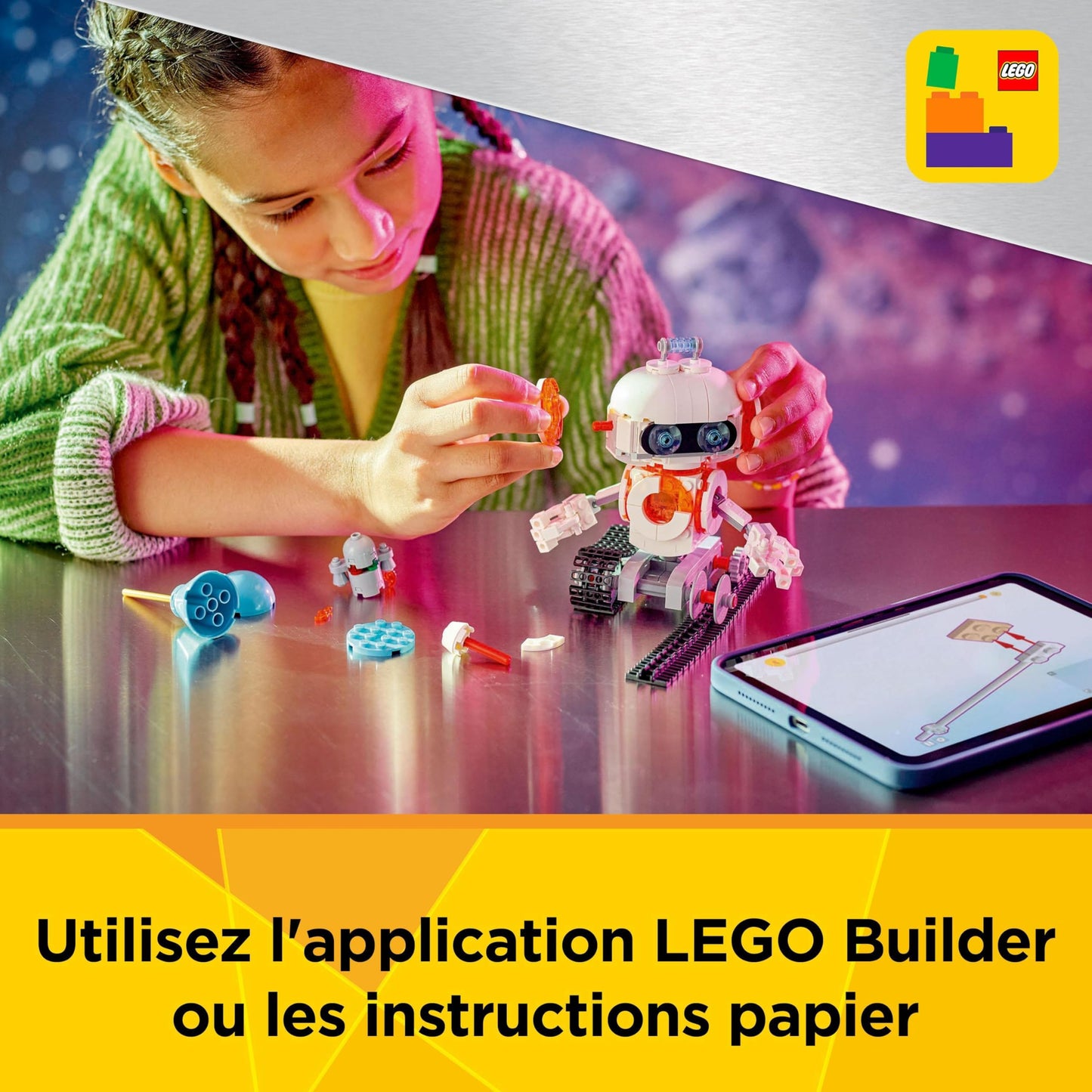 LEGO Creator 3-en-1 Le Robot de l’Espace - Se transforme en Chien ou en fusée - Jeu de Construction pour Filles et garçons sur Le thème de l’Espace - Idée de Cadeau d'anniversaire dès 8 Ans 31164