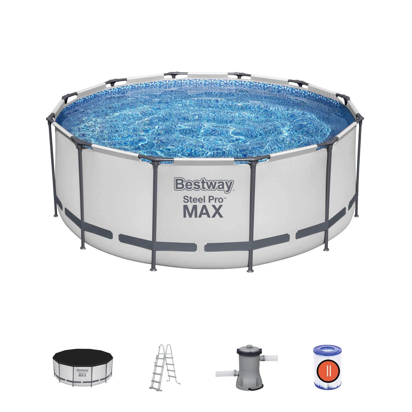 Bestway 56420-3 Set Piscine Hors Terre Steel Pro Max Rond de 366 x 122 cm