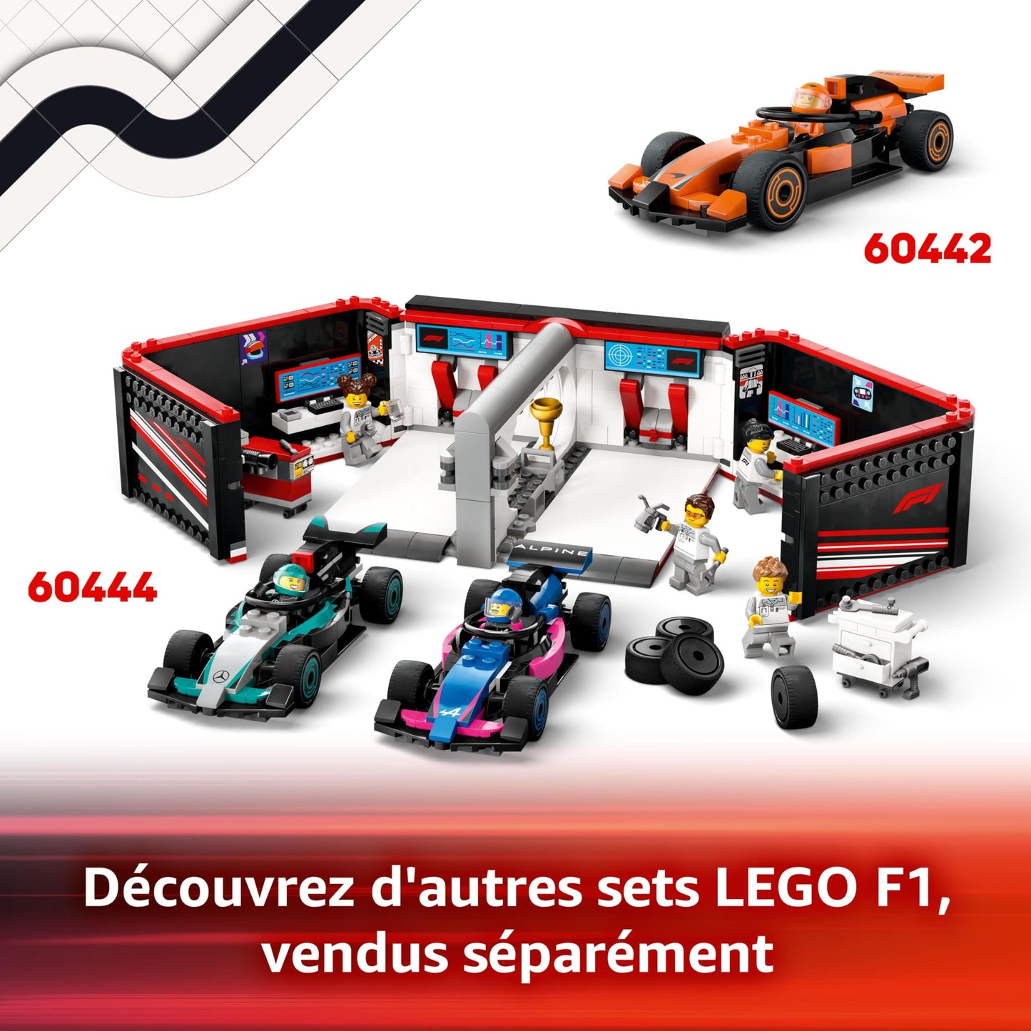 LEGO City Arrêt au Stand de F1 avec Voiture Ferrari - Jeu de Construction de Formule 1 avec minifigurine de Pilote et 4 mécaniciens - Cadeau d’Anniversaire pour Les passionnés de mécanique 60443