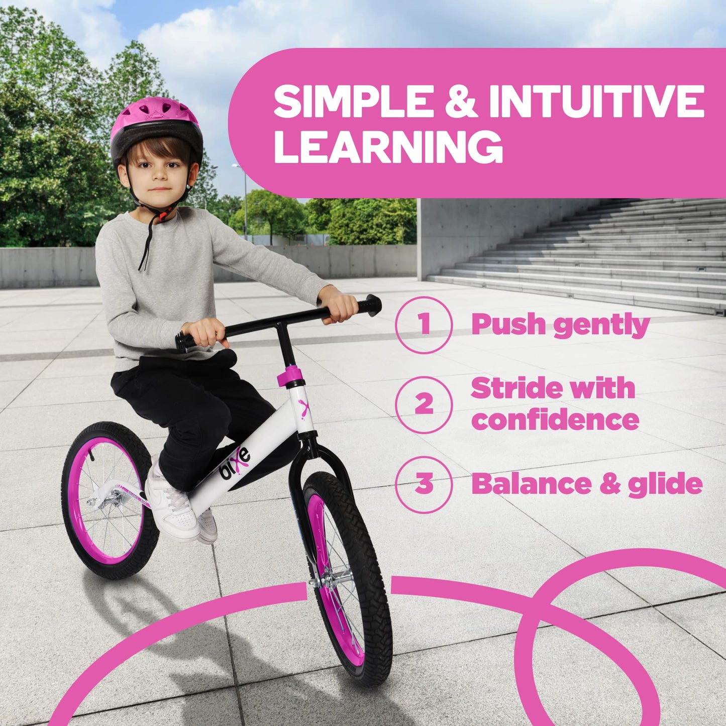 Bixe Vélo d'Équilibre en Aluminium pour Enfants - Draisienne 16 Pouces Velo sans Pedale Entraînement Sportif - Vélo Enfants de 5 6 7 8 et 9 Ans Draisienne sans Frein - Rose