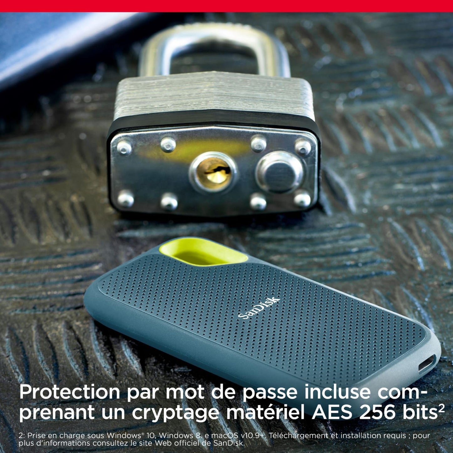 SanDisk Extreme Disque SSD Externe 2 To , Portable SSD, jusqu'à 1050 Mo/s en lecture, 1000 Mo/s en écriture, USB-C, Résistance à la poussière et à l'eau classée IP65, NVMe SSD, Monterey