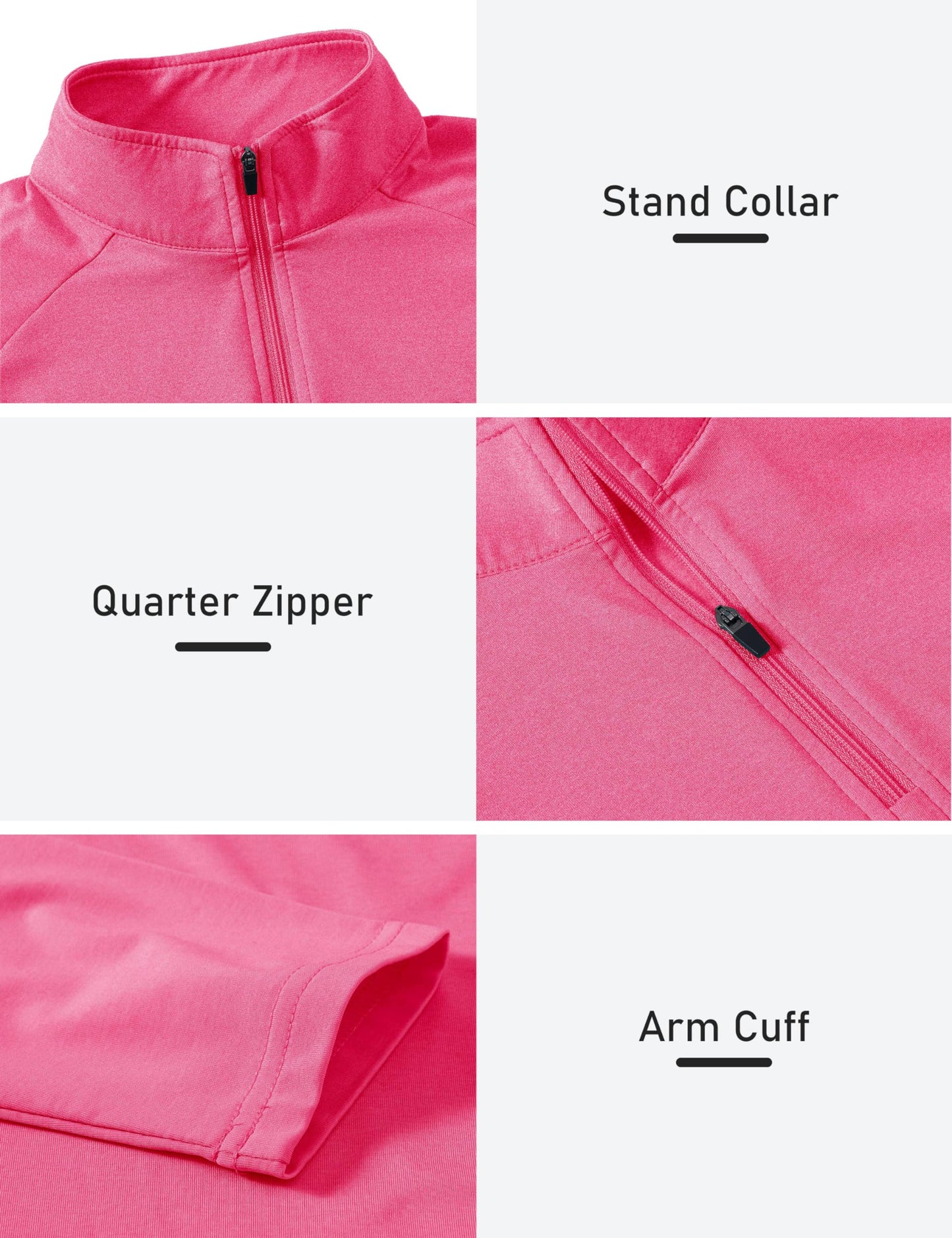 AjezMax Femme Quickdry 1/2 Zip Haut De Course Léger à Manches Longues Rose Moyen