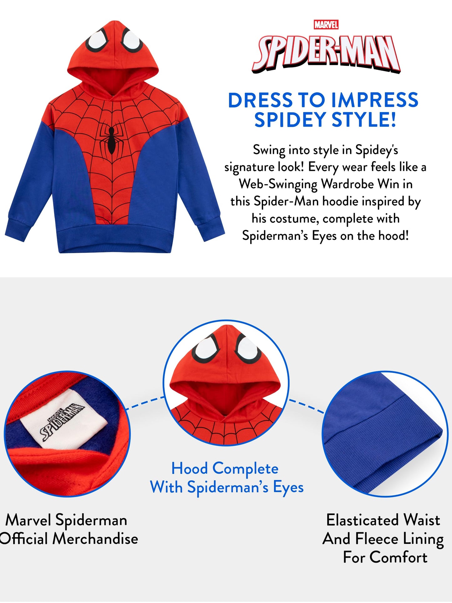 Marvel Sweat | Sweat à Capuche Spiderman Garçons | Sweat à Capuche Enfant Rouge 7-8 Ans