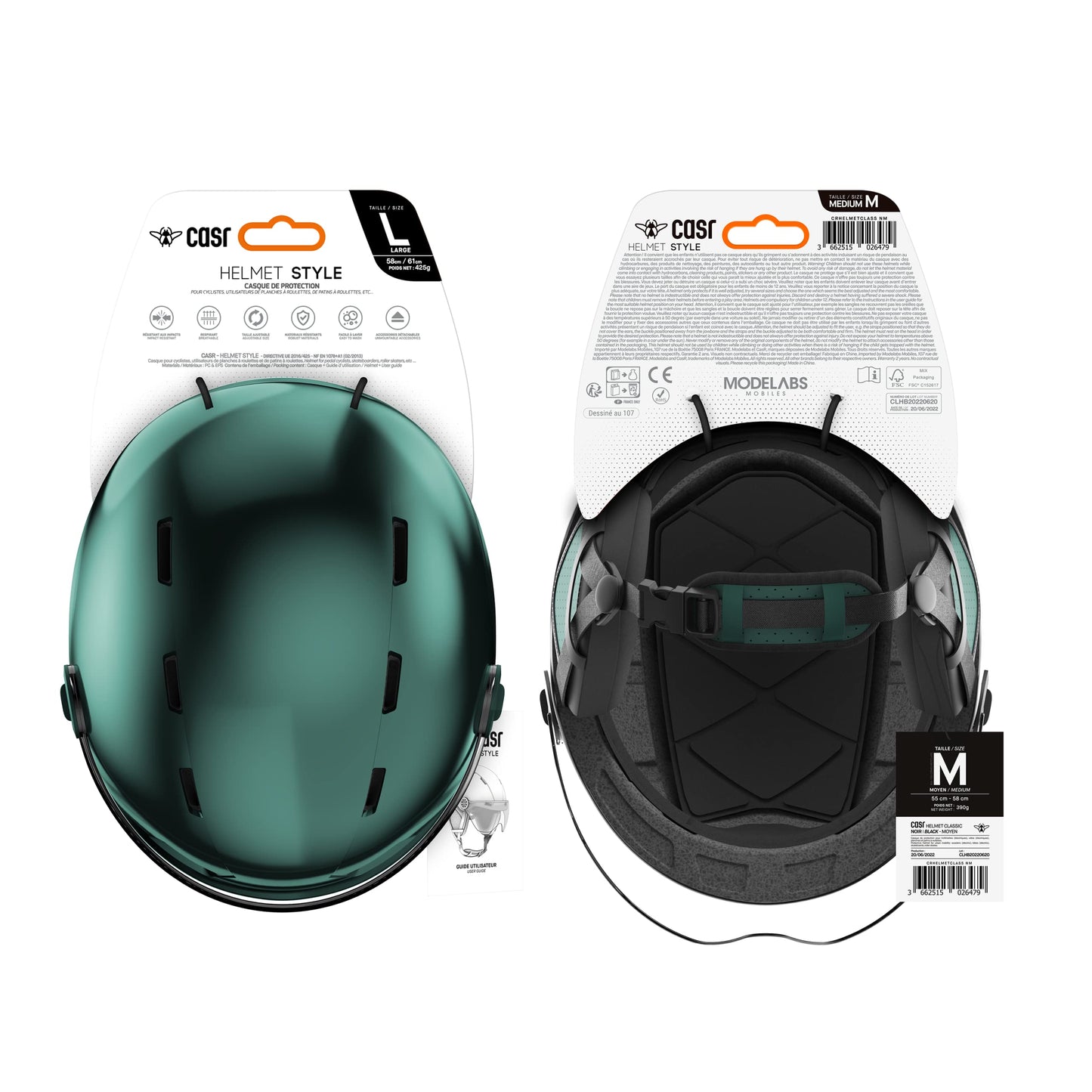 CASR Casque Style de Protection Vert Taille M, Résistant aux Impacts, Respirant, Matériaux Résistants et Facile à Laver, Accessoires Détachables, Taille Ajustable