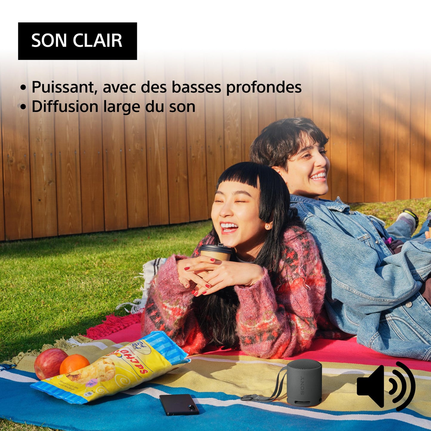 Sony SRS-XB100 - Enceinte sans Fil Bluetooth, Portable, légère, compacte, Durable, IP67, étanche à l'eau et à la poussière, Batterie 16H, dragonne Polyvalente, appels Mains Libres, Noir