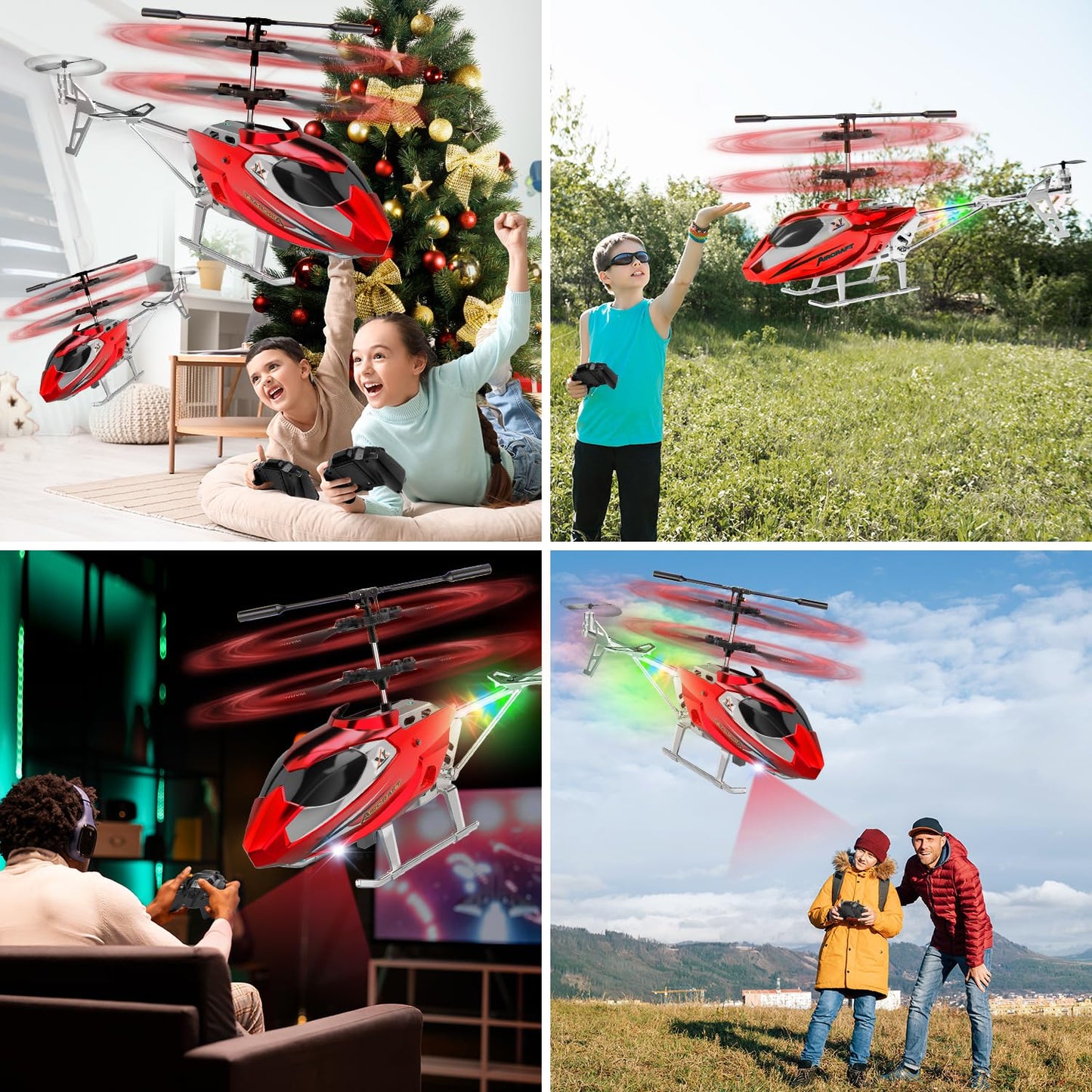 TERRAMUS Hélicoptère RC, Hélicoptère Télécommandé 2.4G avec Lumière LED, à Maintien d'altitude avec Gyroscope, Décollage par Une Seule Touche, Avions d'intérieur pour Les Enfants Adulte