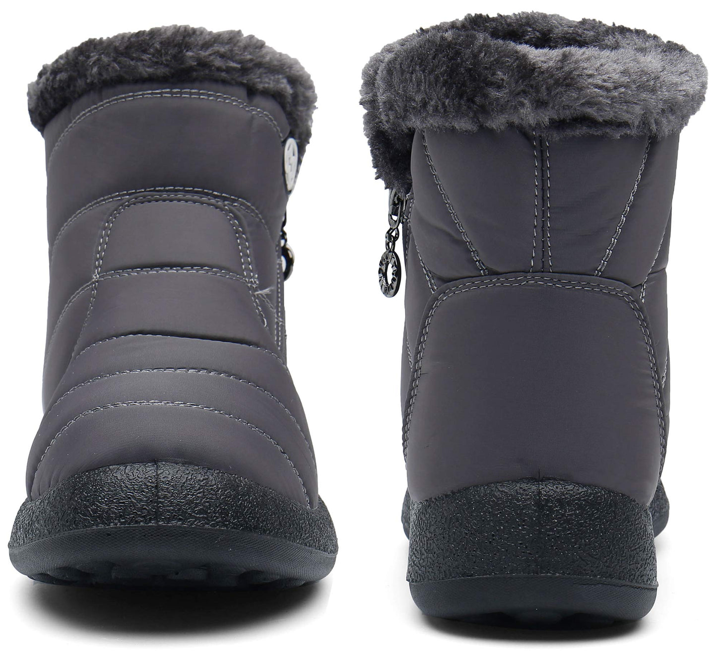 Gaatpot Bottes Femme Chaussures Coton Bottines Hiver Imperméable Bottes de Neige Fourrée Chaude Gris EU37