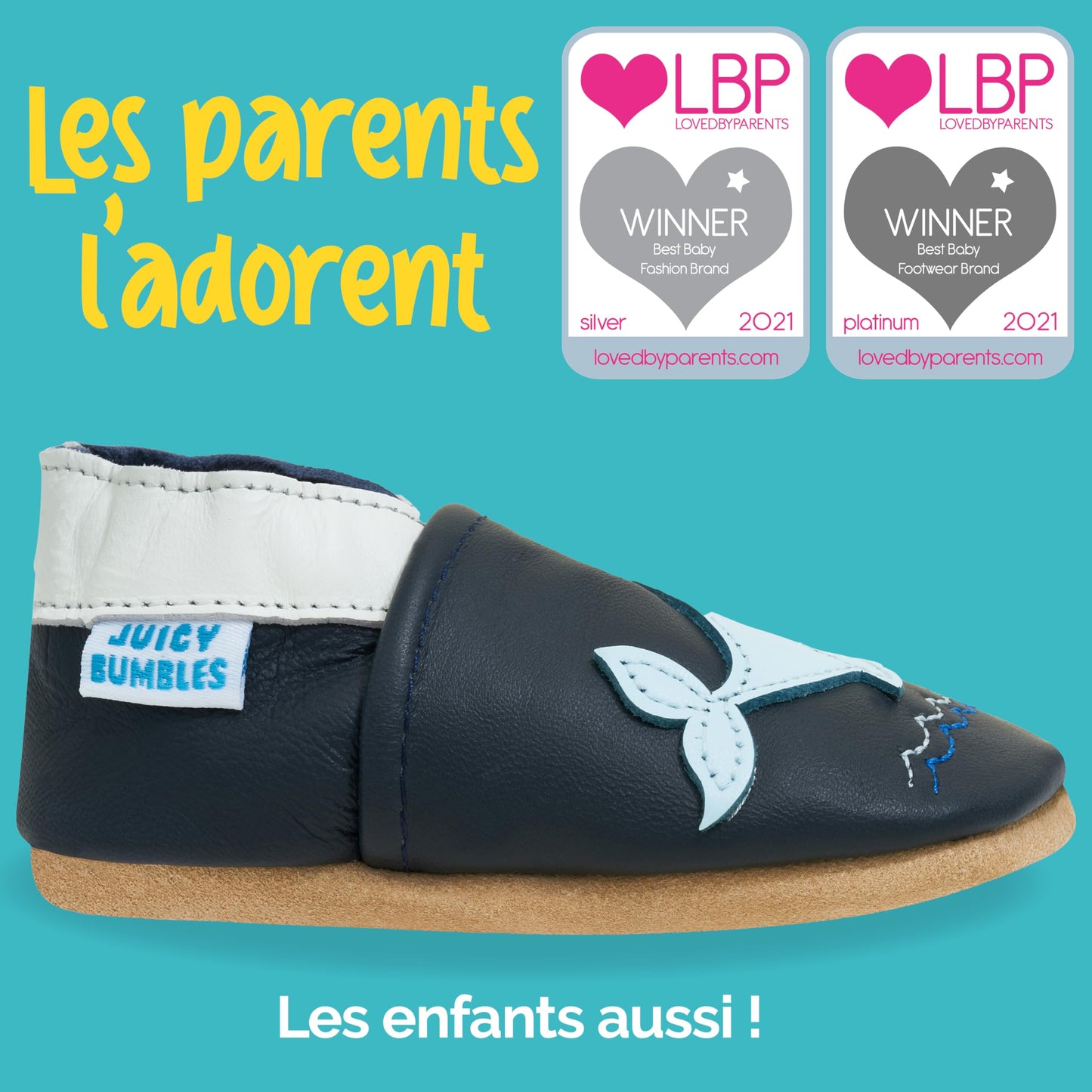 Juicy Bumbles Chausson Cuir Bébé Garcon Chaussons Cuir Souple Bébé Baleine Bleue 6-12 Mois