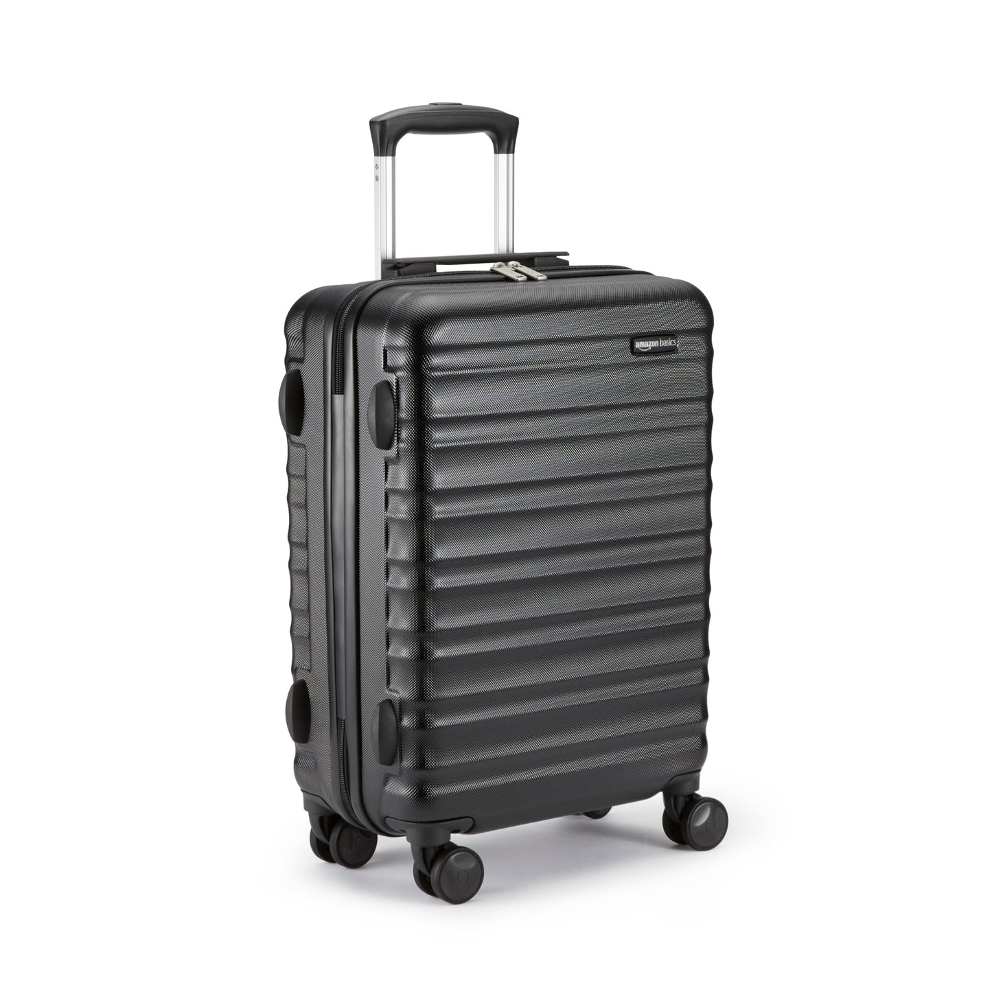 Amazon Basics Bagage à roulettes rigide- 55 cm Taille cabine, Noir Approuvé pour Ryanair et la plupart des compagnies low cost