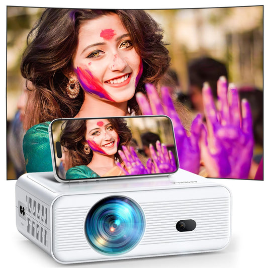 Mini Projecteur avec WiFi et Bluetooth, AMEELA Projecteur 1080P pour Films d'intérieur, Correction du Trapèze, Zoom, Home Cinéma, Projecteur Portable Compatible avec clé TV, USB, HDMI, iOS, Android