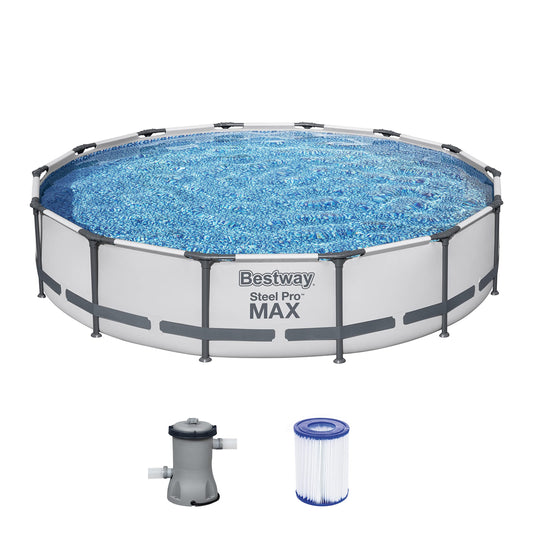 Bestway Steel Pro Max Piscine Hors-Sol Ronde avec Pompe de Filtration Gris Ø 427 x 84 cm