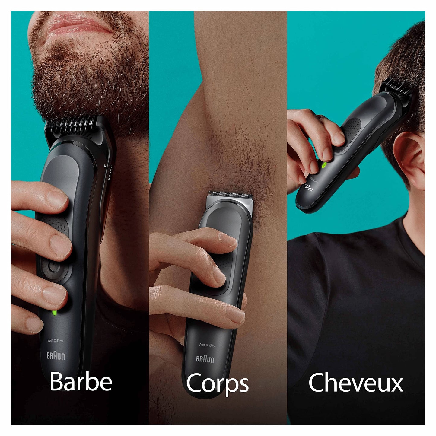 Braun Tondeuse Tout-En-Un Series 7 MGK7470, 17-en-1, Kit Styling Pour Hommes, Barbe, Cheveux Et Plus, Rasage Du Corps Avec Une Lame Ultra Affutée, Sabots Pour Sourcils Et Zones Sensibles, Étanche