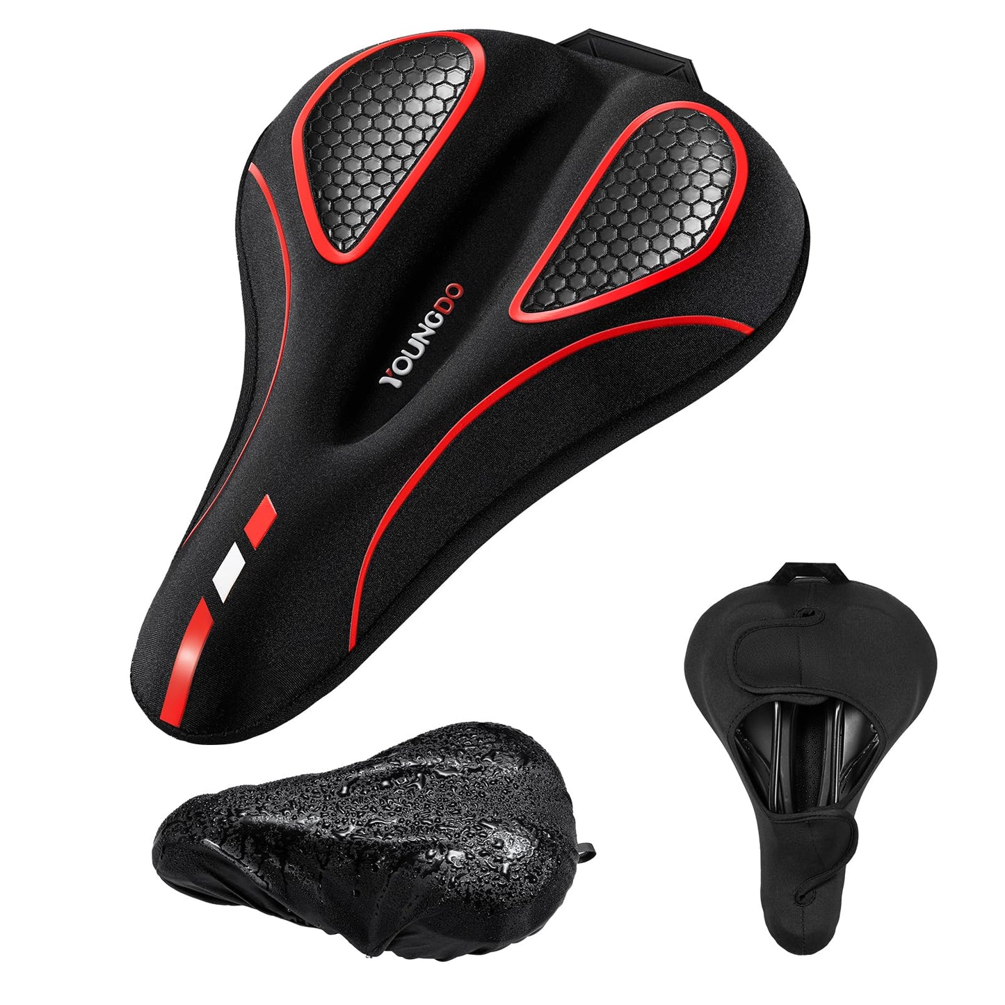 YOUNGDO Housse de Selle de Vélo, Couvre Selle Velo Gel, Housse Selle de Velo Ultra Confortable pour VTT, Vélo de Route, E-Bike etc, pour Hommes et Femmes