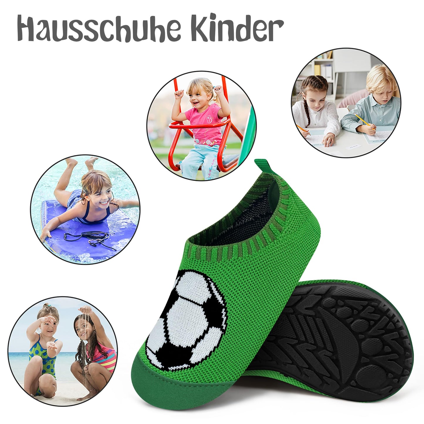 Kyopp Chaussons Enfant Garçon Fille Pantoufle d'intérieur Respirant Antidérapante Enfant Slipper 20-35EU（Garçon de Football 20/21 EU）