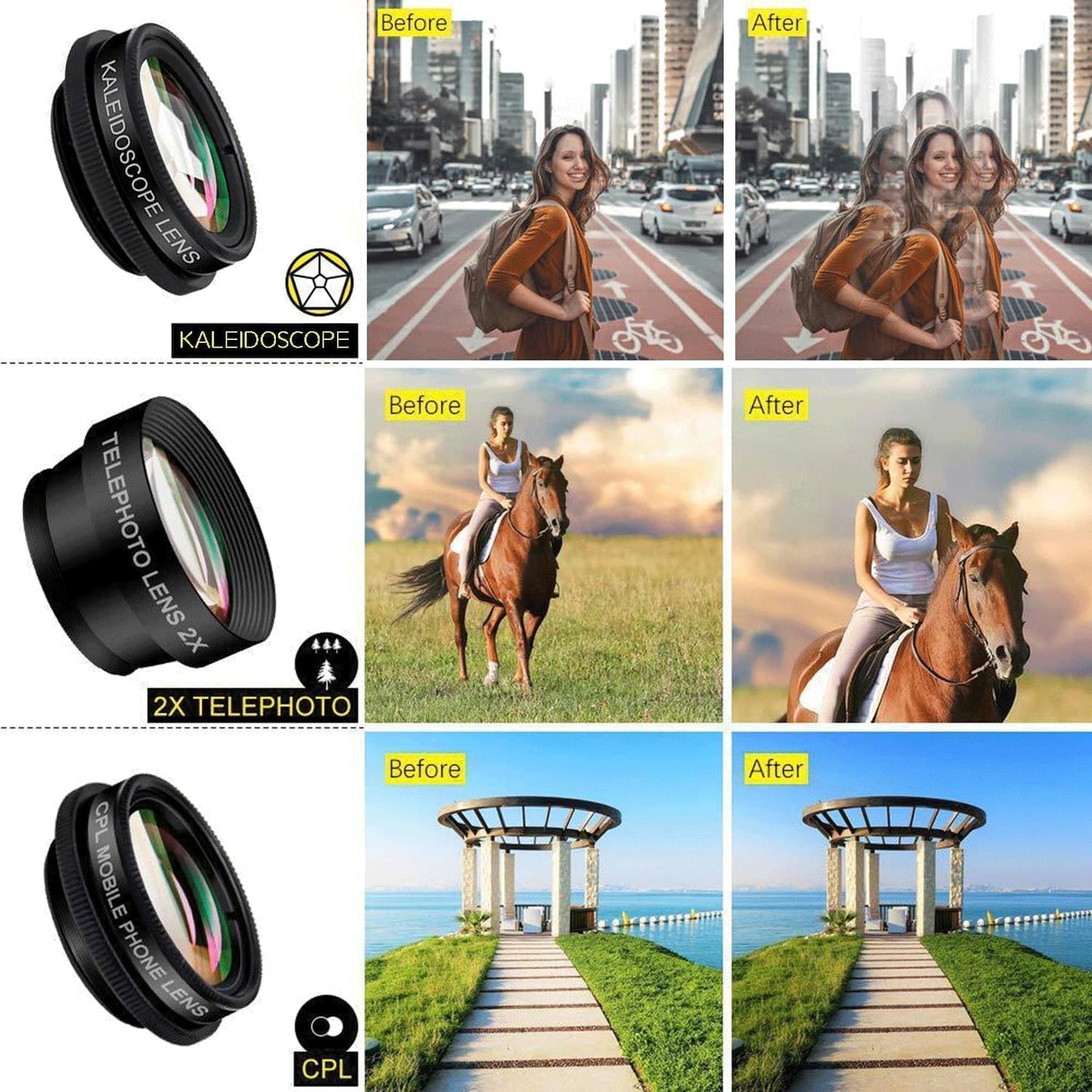 Severnier Objectif Telephone Portable, 7 en 1 Universel Objectif pour Smartphone, Fisheye à 198°, Grand Angle 0,63X, Macro 15X, Objectif Macro Smartphone, pour iphone pour Plupart des Smartphones