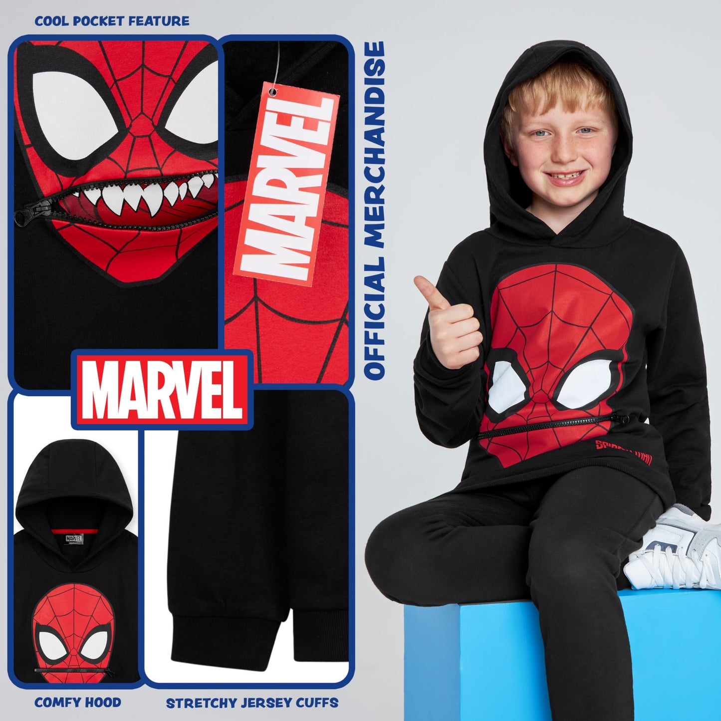 Marvel Pull Spiderman Enfant Sweat à Capuche Enfant Sweat Enfant Garcon 3-12 Ans (Noir, 7-8 Ans)