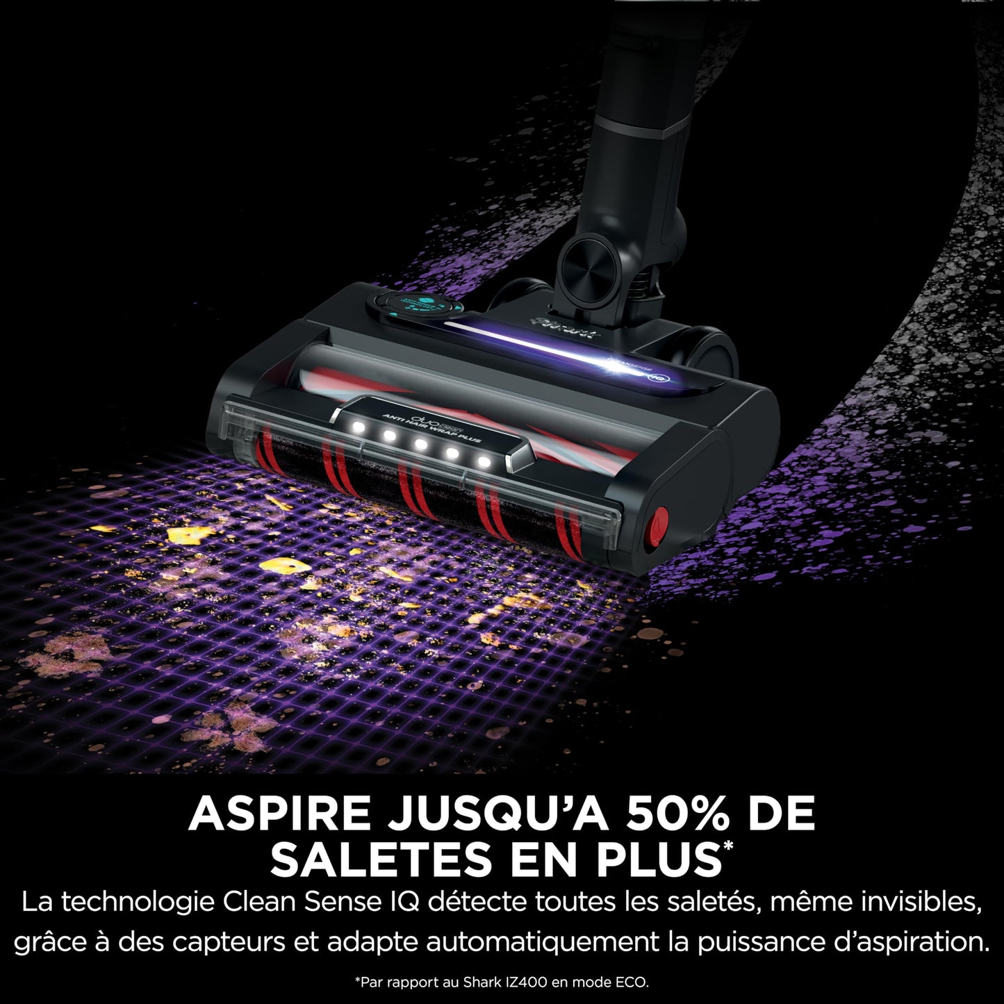 Shark Stratos Aspirateur balai sans fil, PowerFins Plus, autonomie 60 min, anti-emmêlement, Clean Sense IQ avec kit voiture, accessoires pour animaux, suceur plat, multisurfaces, Cuivre IZ400EUTBK