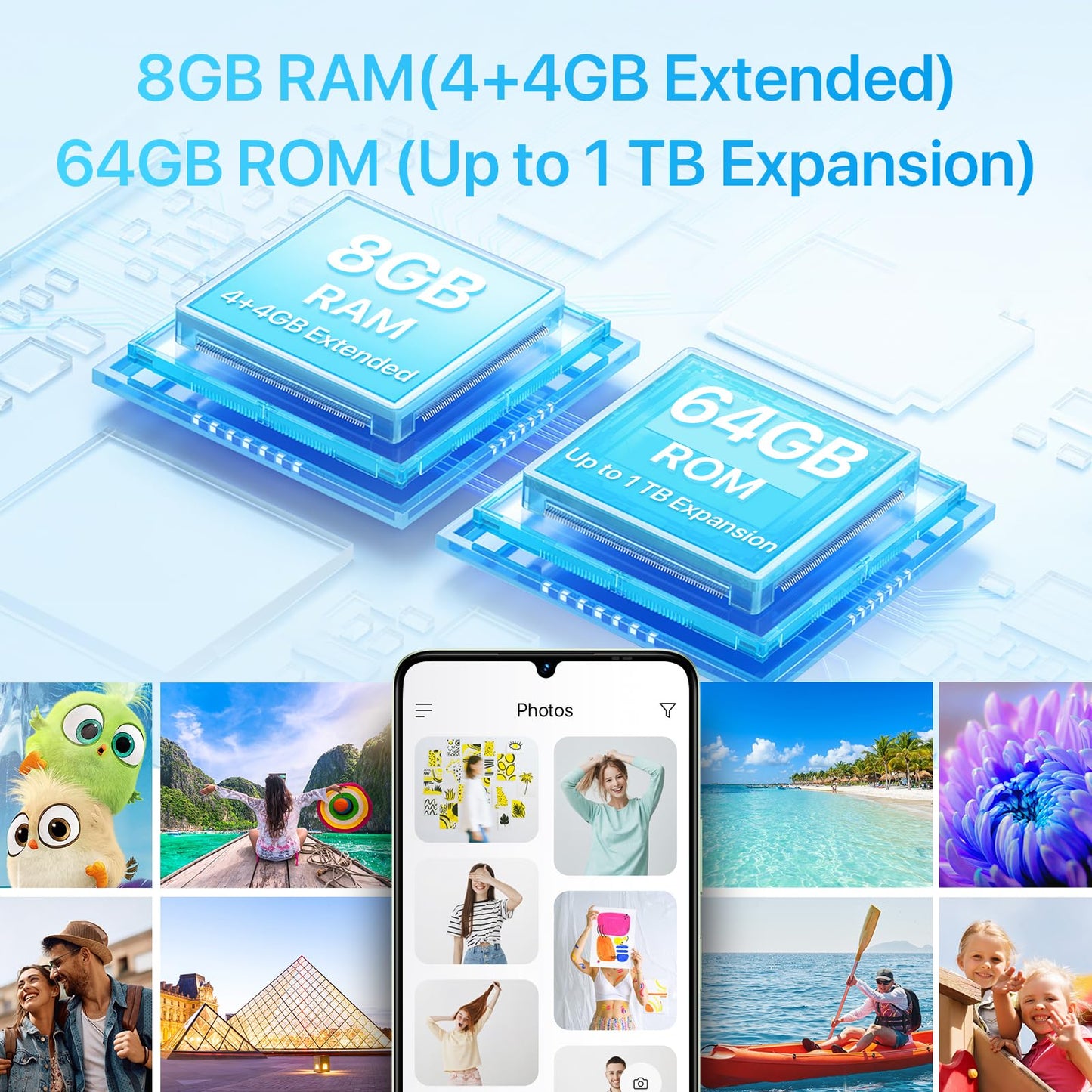 UMIDIGI G9A Smartphone, Android 14 Go Telephone Portable, 8GB+64GB/1TB Téléphone, 6.75''HD Écran, 4G Double SIM Téléphone Portable, Octa-Core Processor/13MP+8MP Caméras/5000mAh Batterie/Face ID - Vert