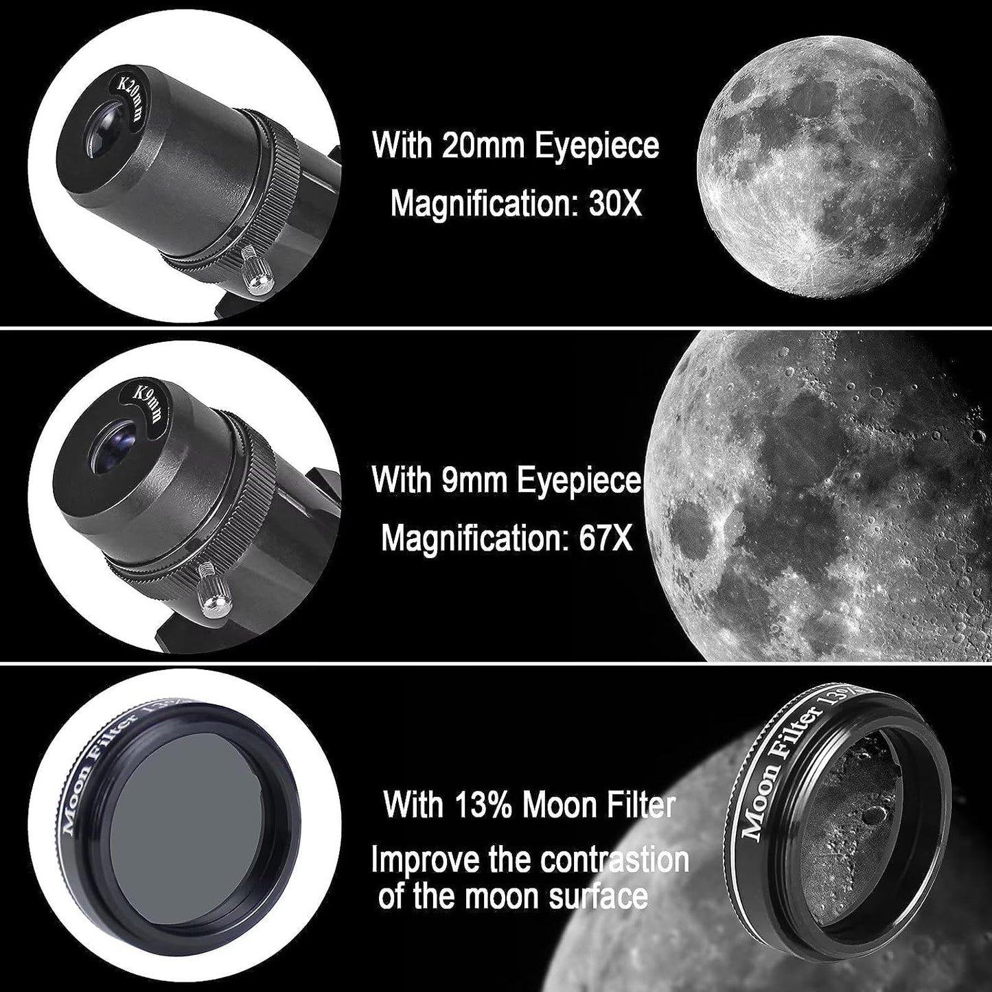 CELTICBIRD Télescope 80 mm, Ouverture 600 mm pour Adultes débutants en Astronomie – Télescope réfracteur astronomique Portable entièrement Multicouche à Haute Transmission, Monture AZ