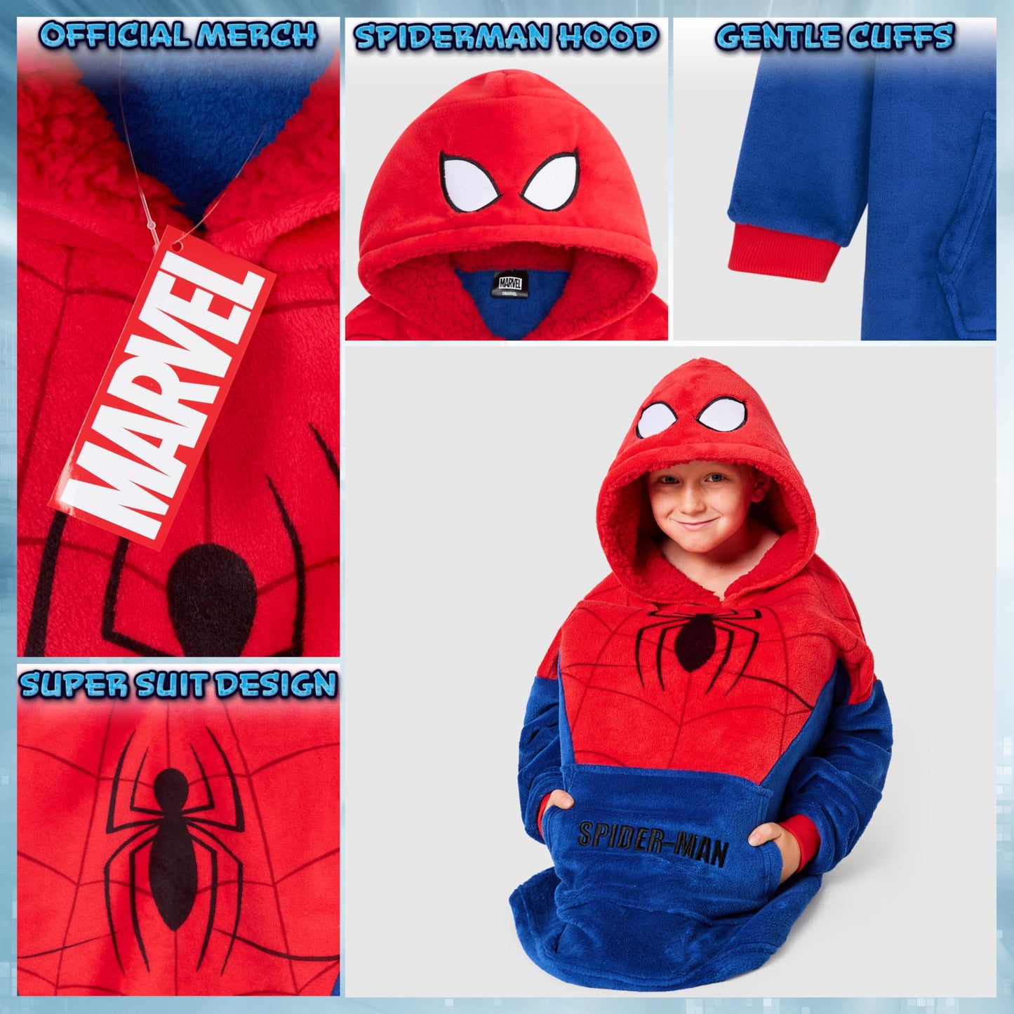 Marvel Pull Plaid Spiderman Enfant Garcon Sweat Oversize en Polaire Taille Unique