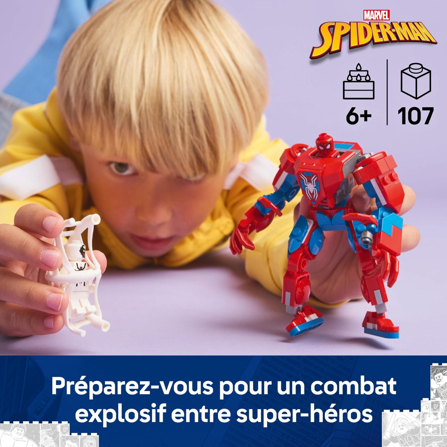 LEGO Marvel Le Robot de Spider-Man Contre Anti-Venom - Jouet de Construction avec minifigurines de Super héros - Stimule Le Jeu de rôle - Idée de Cadeau d'anniversaire pour garçon dès 6 Ans 76308