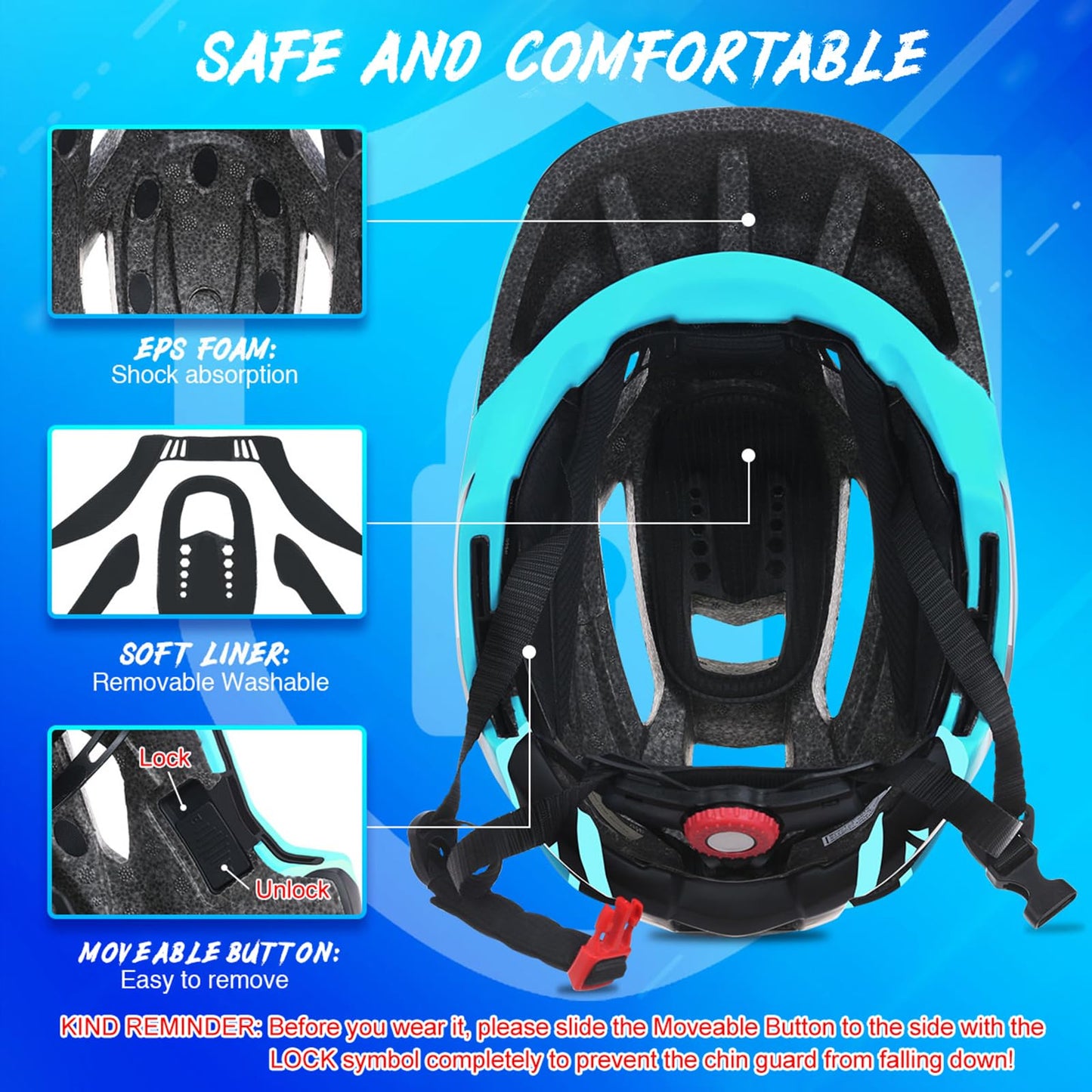 Lixada Casques de Vélo Enfants Casque Intégral Détachable Casque de Sécurité Sportive pour Vélo Skateboarding Roller Skating roulettes