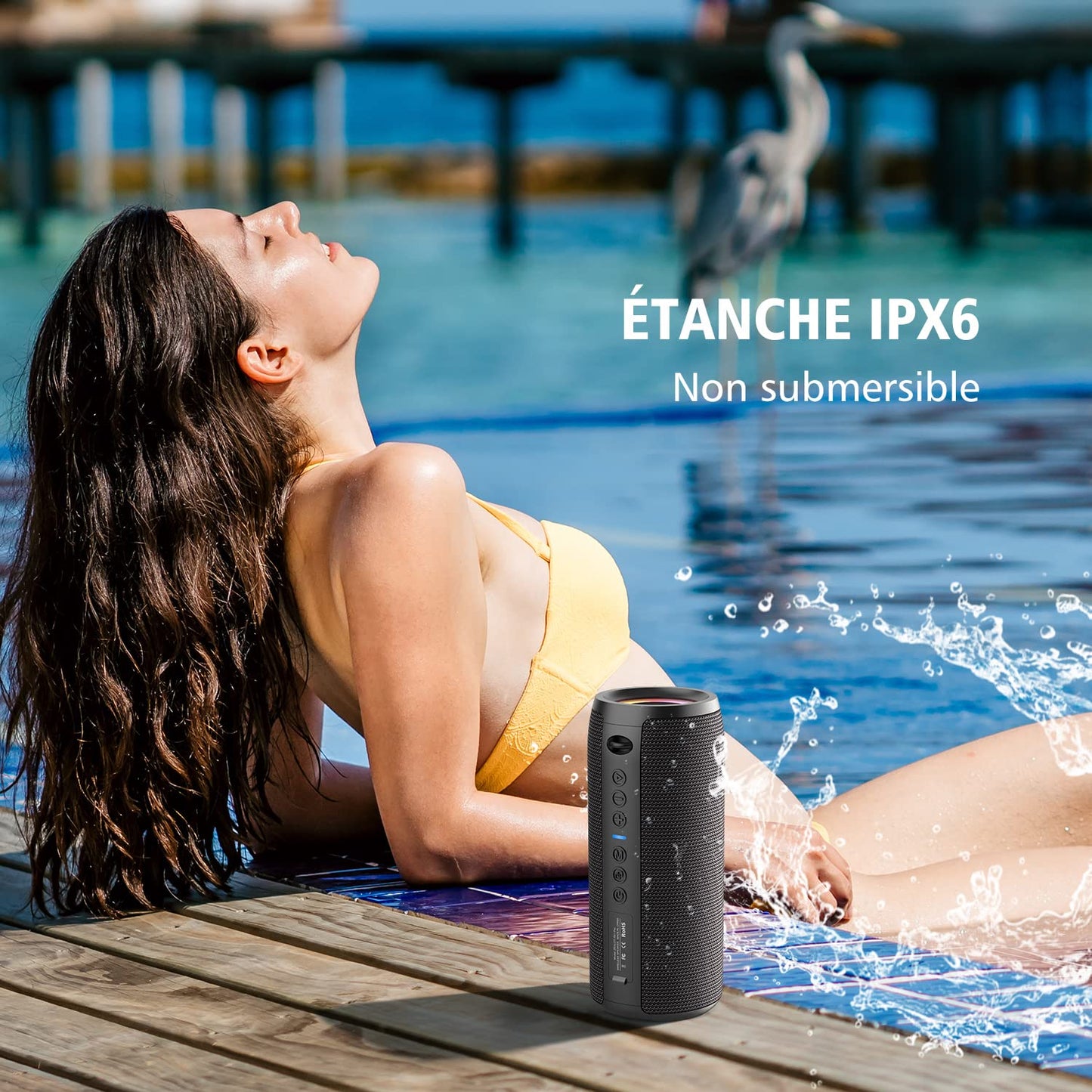 ZEALOT Enceinte Portable Bluetooth avec lumière LED, Basses stéréo puissantes de 40W, Batterie 5200mAh, Micro SD/TF, Bluetooth 5.2 et étanchéité IPX6, Haut-Parleur Bluetooth pour Voyages, Cadeaux