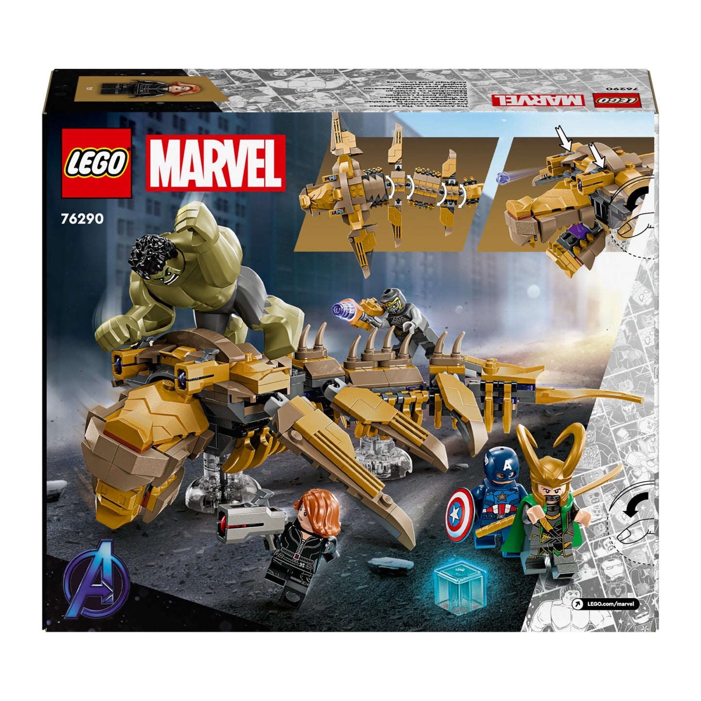 LEGO Marvel Les Avengers Contre Le Léviathan, Jouet pour Enfants, Figurine de Hulk et Minifigurines de Captain America, Loki, Black Widow et Chitauri, pour Les Garçons et Les Filles dès 7 Ans 76290